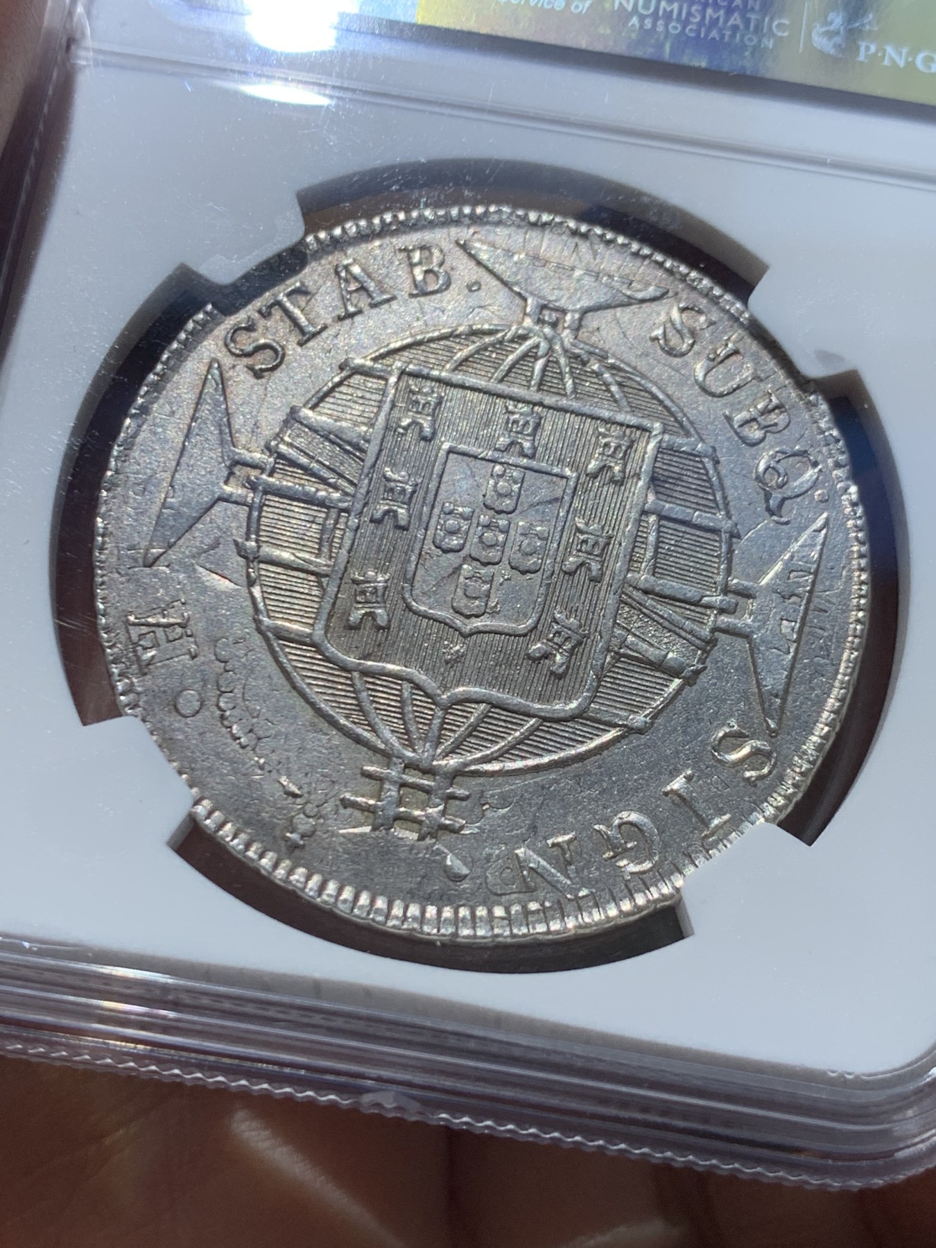 《竞宝斋》圣诞专辑  第二场  第228场 定制纪念章相赠 (全场顺丰包邮) NGC-MS62 葡属巴西 1820年 960瑞斯大银币 持续上涨品种 压印清晰 淡黄包浆