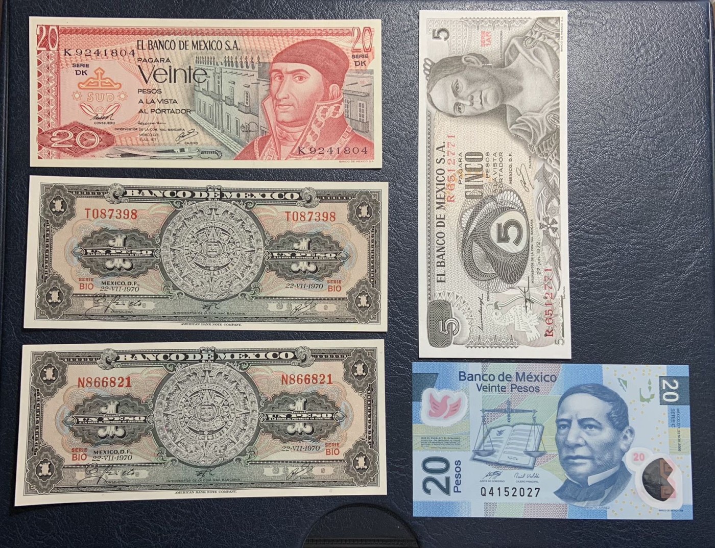 收藏联盟Quantum Auction 第313期拍卖  墨西哥1970-85年10到1000比索和2006年20比索 品相UNC