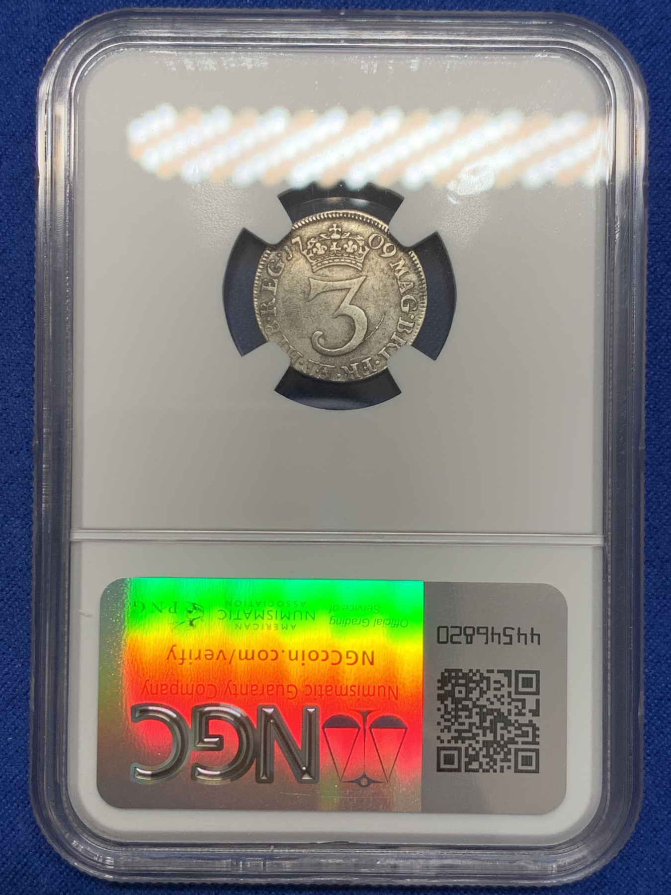 《竞宝斋》圣诞专辑  第二场  第228场 定制纪念章相赠 (全场顺丰包邮) 4枚一组 NGC 英国1709安妮女王濯足币，1P+2P+3P+4P面值，R级珍惜度