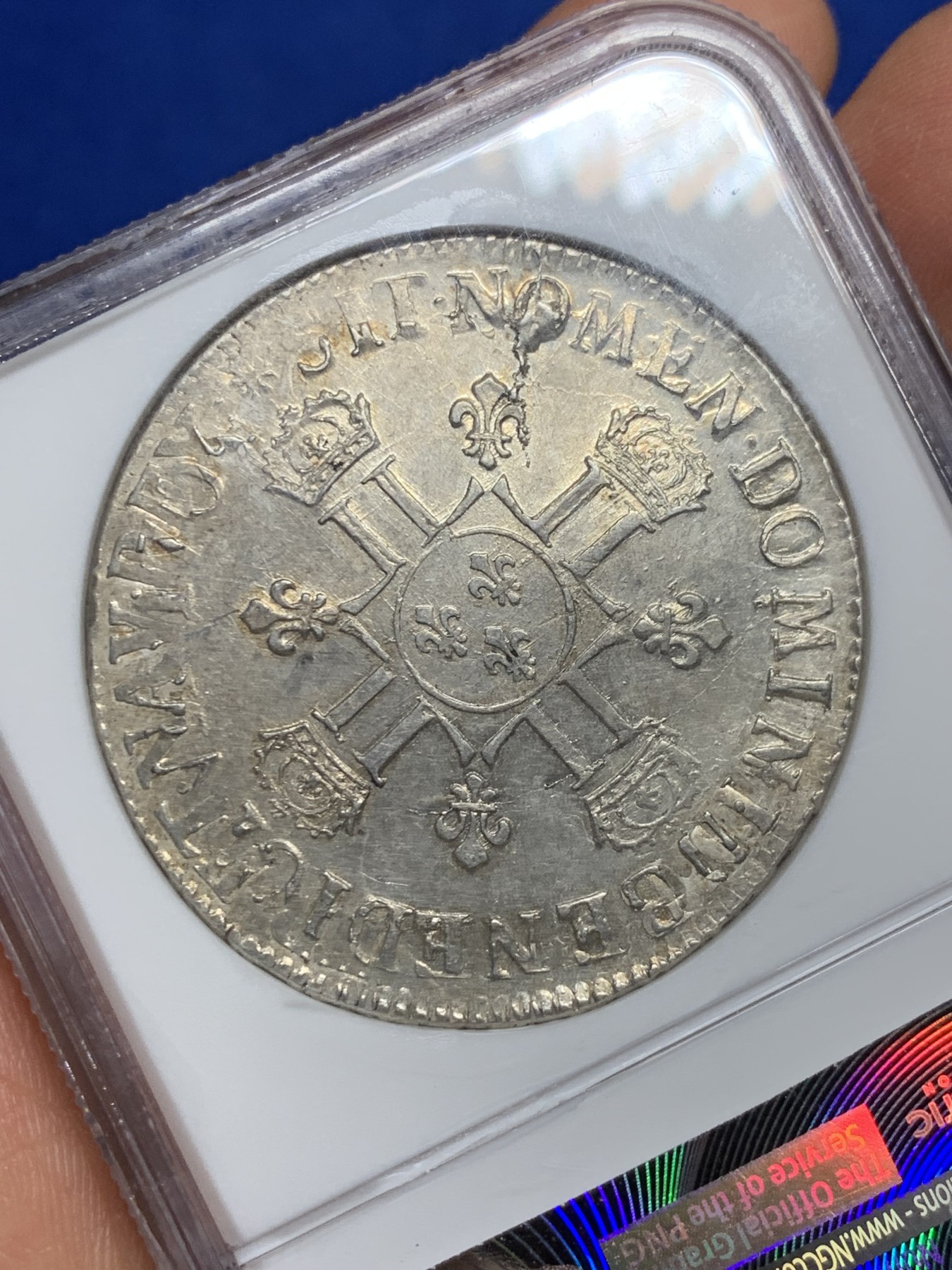 《竞宝斋》圣诞专辑  第二场  第228场 定制纪念章相赠 (全场顺丰包邮) NGC-MS58 法国 1704年 巴黎厂 珍稀度R2等级 路易十四 埃居大银币