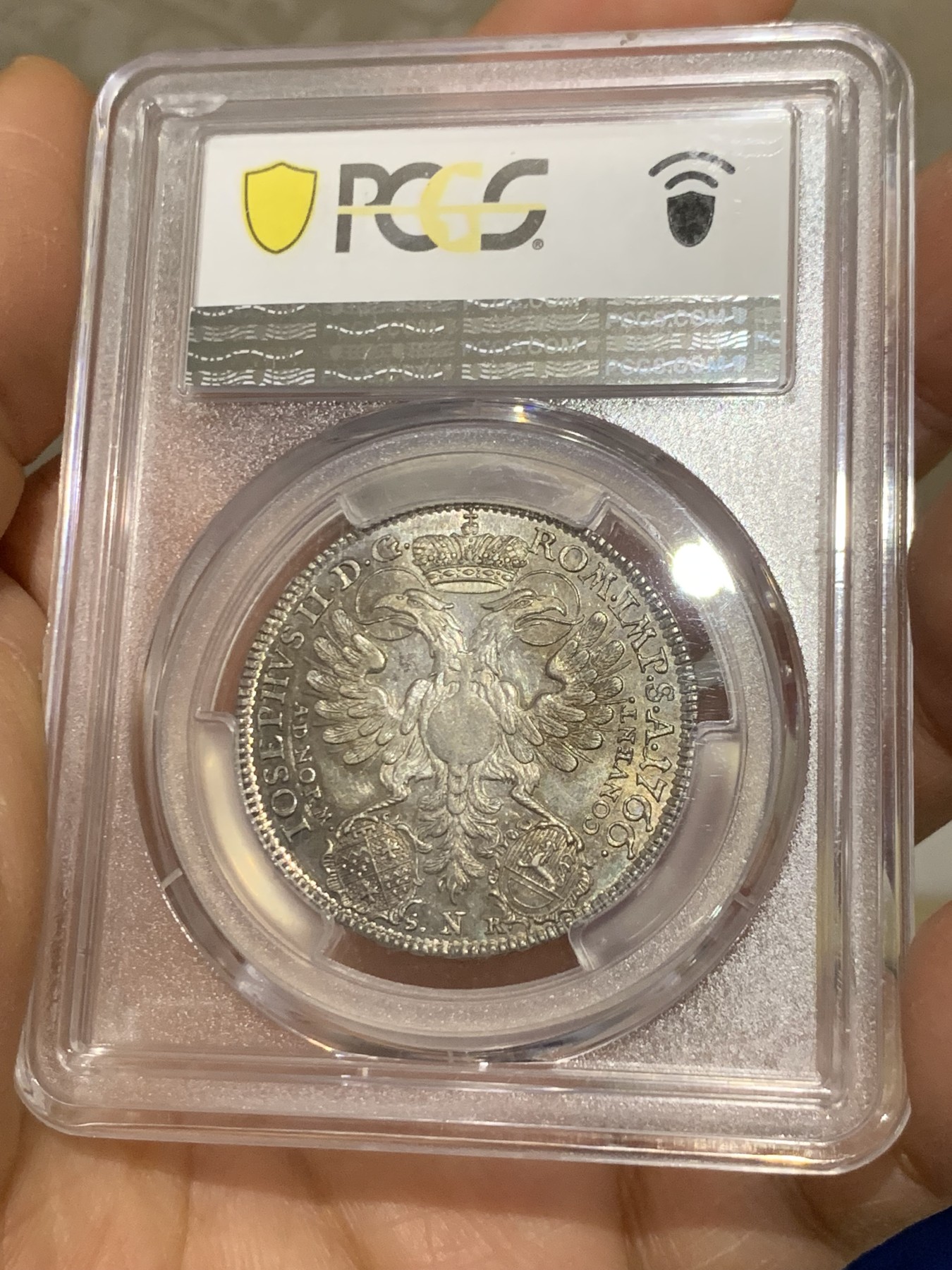 《竞宝斋》圣诞专辑  第二场  第228场 定制纪念章相赠 (全场顺丰包邮) PCGS-MS62 1766神圣罗马帝国弗里德贝格重甲武士1/2泰勒银币 非常少见，PL底板