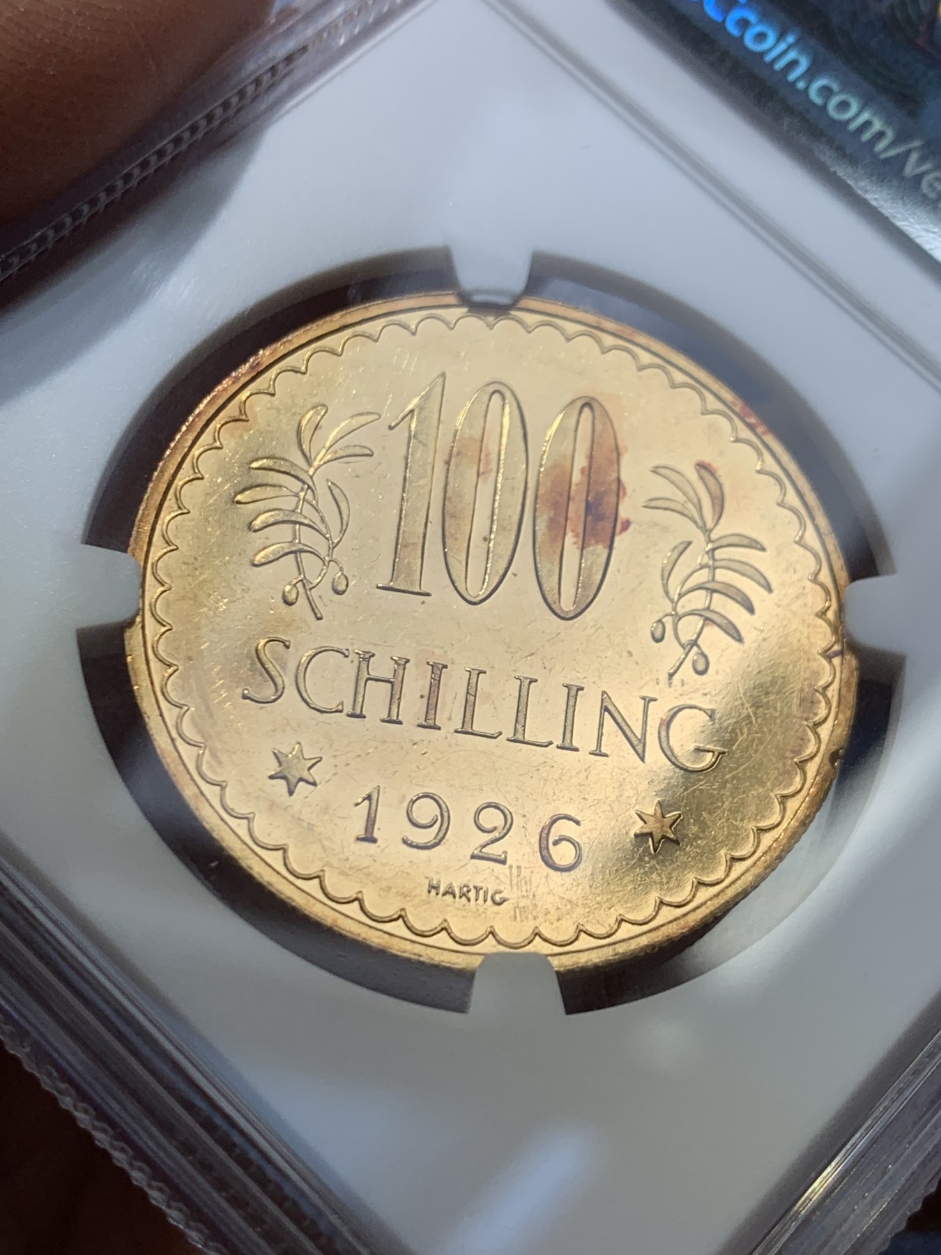 《竞宝斋》圣诞专辑  第二场  第228场 定制纪念章相赠 (全场顺丰包邮) NGC PL61 1926年奥地利100先令金币 类镜面 23.525克 900金 直径33MM