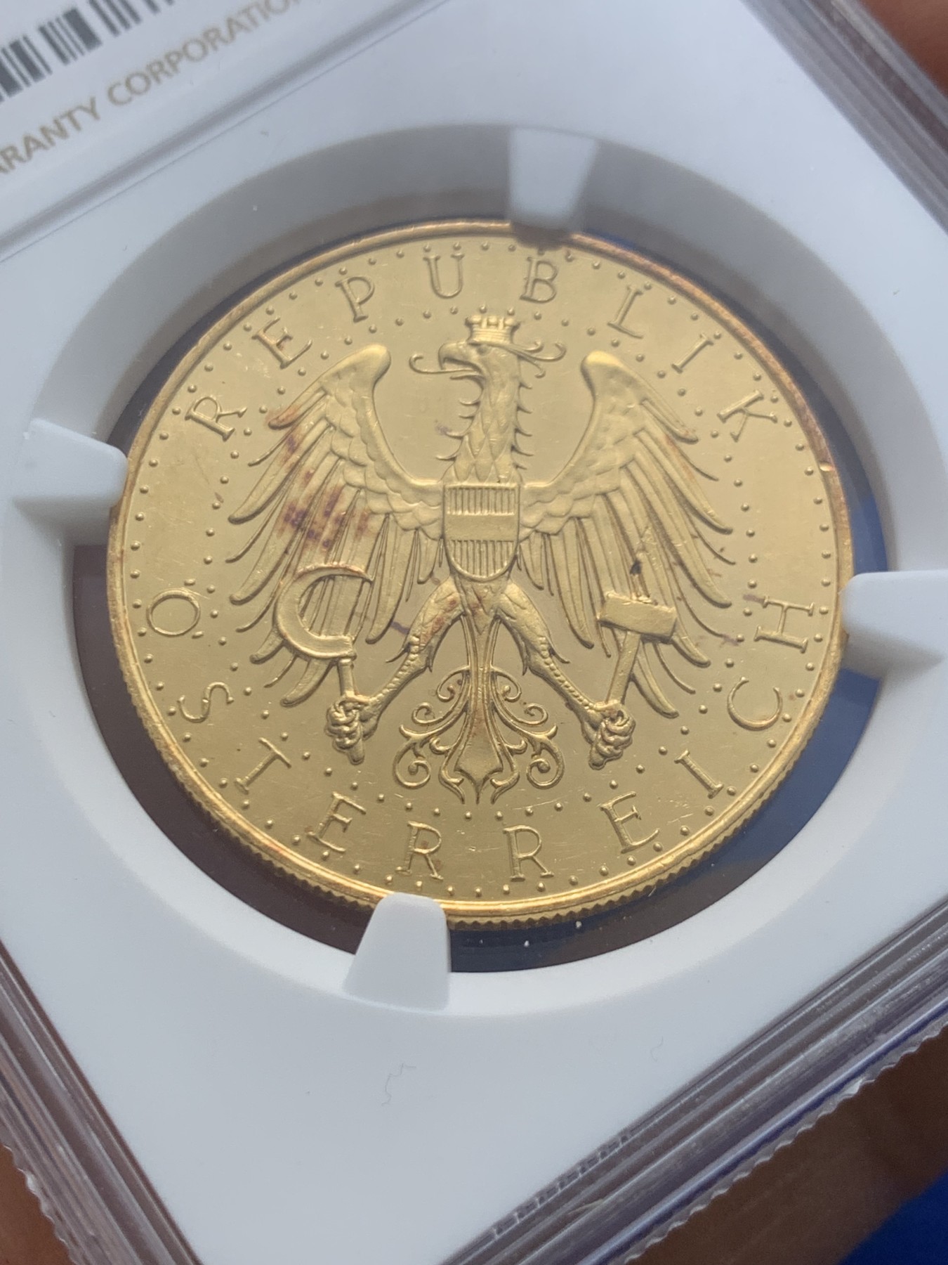 《竞宝斋》圣诞专辑  第二场  第228场 定制纪念章相赠 (全场顺丰包邮) NGC PL61 1926年奥地利100先令金币 类镜面 23.525克 900金 直径33MM