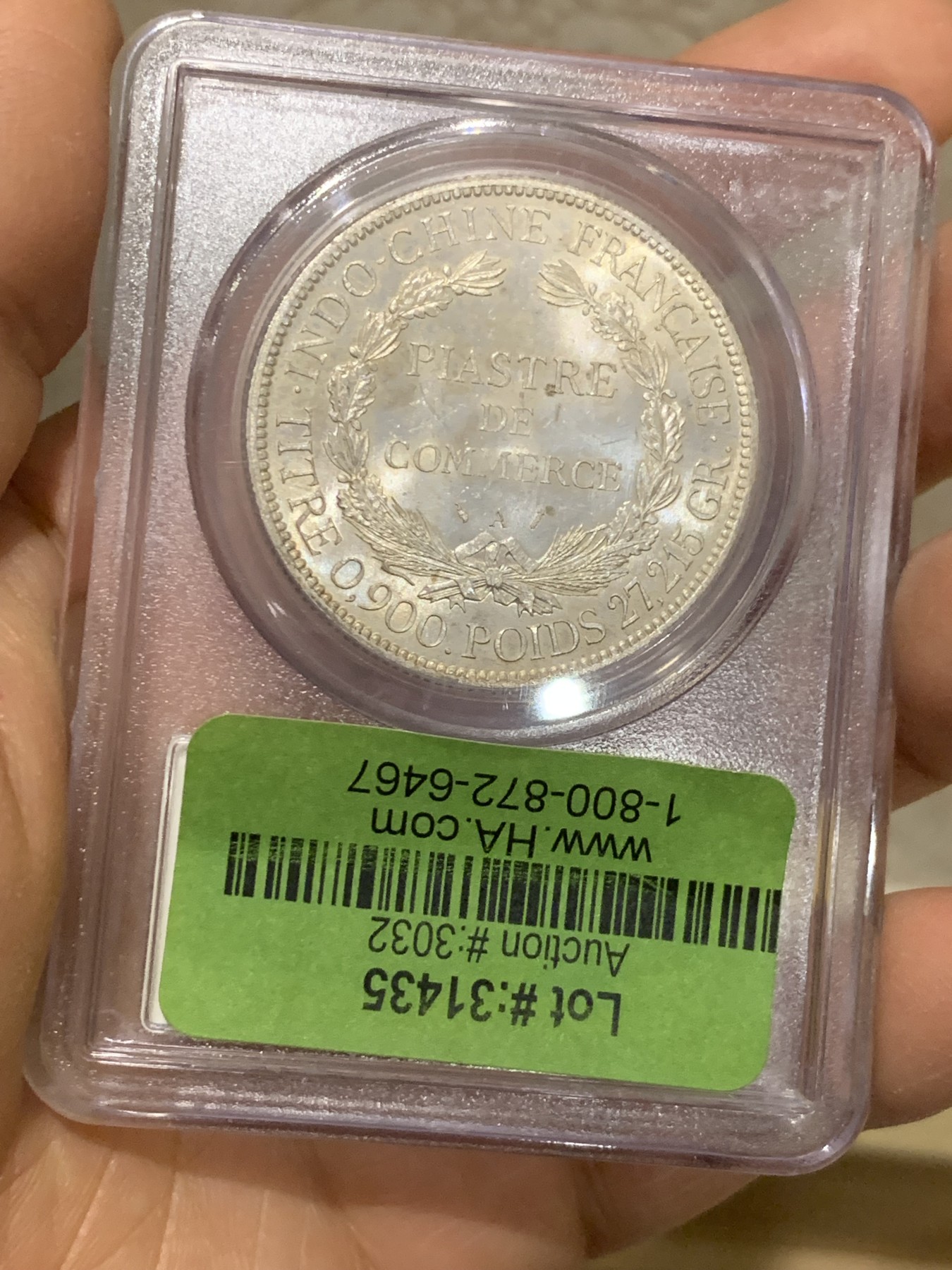 《竞宝斋》圣诞专辑  第二场  第228场 定制纪念章相赠 (全场顺丰包邮) PCGS MS63 法属印支 1895年加重坐洋，车轮炫光！