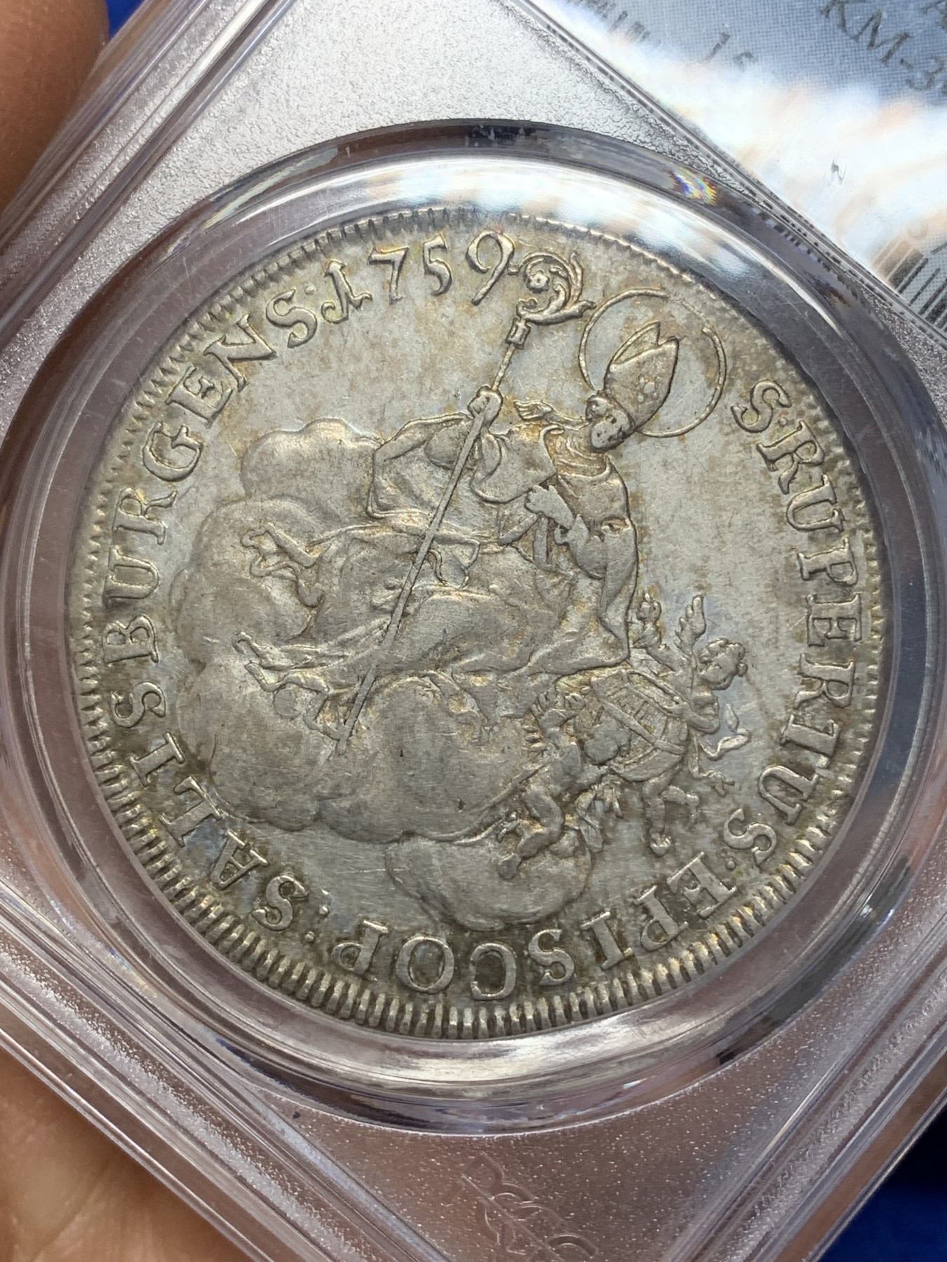 《竞宝斋》圣诞专辑  第二场  第228场 定制纪念章相赠 (全场顺丰包邮) PCGS AU53 奥地利萨尔兹堡 1759年泰勒大银币第3名