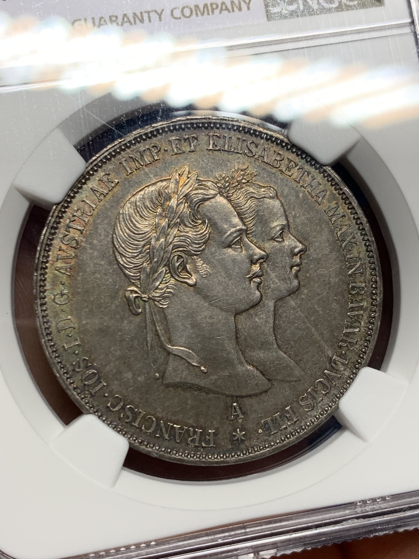 《竞宝斋》圣诞专辑  第二场  第228场 定制纪念章相赠 (全场顺丰包邮) NGC-MS62 奥匈帝国 1854年 2盾 茜茜公主大婚纪念银币 包浆纯粹 浮雕神圣深邃 年度收藏精选