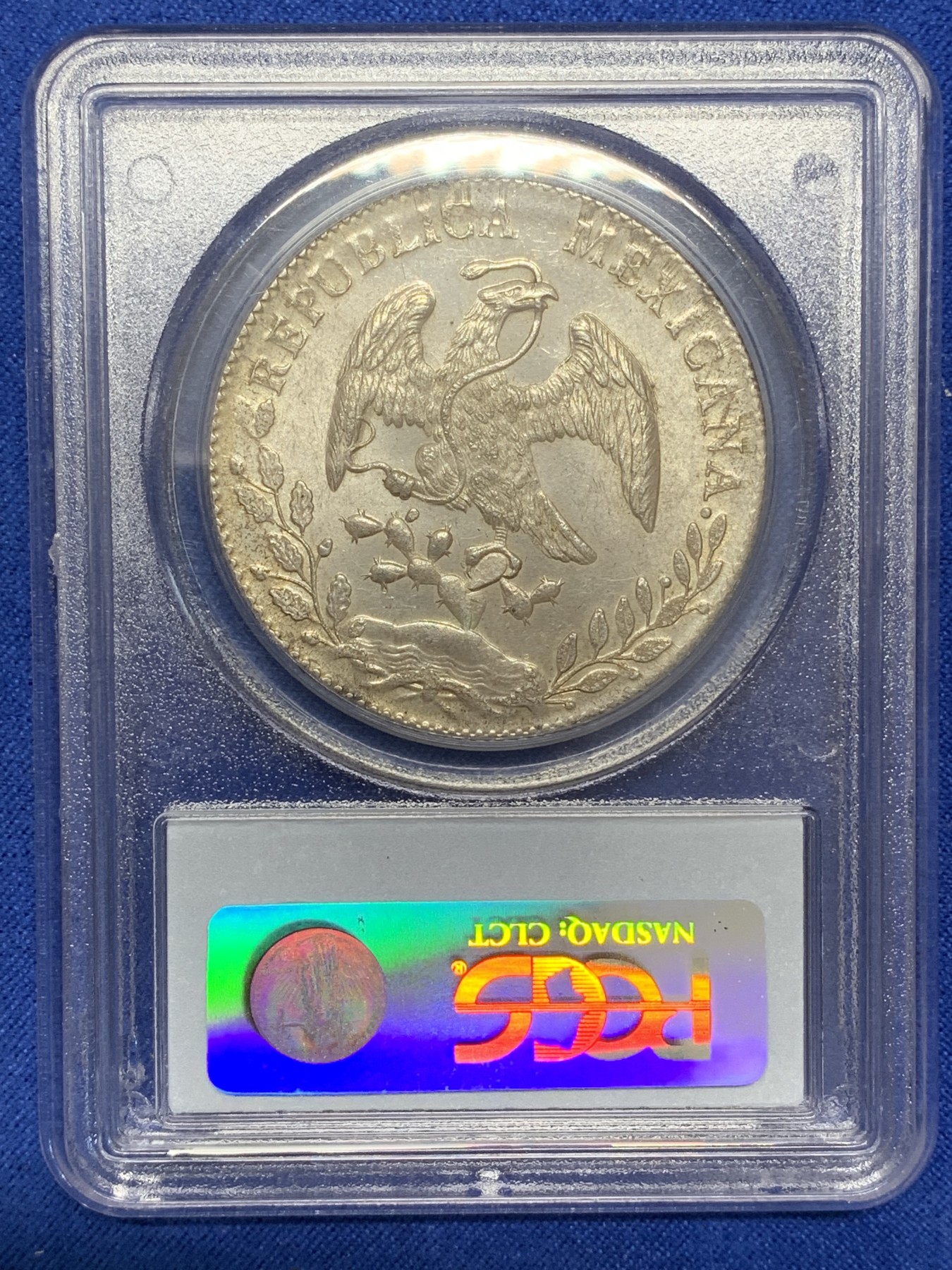 《竞宝斋》圣诞专辑  第二场  第228场 定制纪念章相赠 (全场顺丰包邮) PCGS-MS64 墨西哥 1896年 8瑞尔 花边鹰洋 略少厂别 绝版老白盒 味道不错