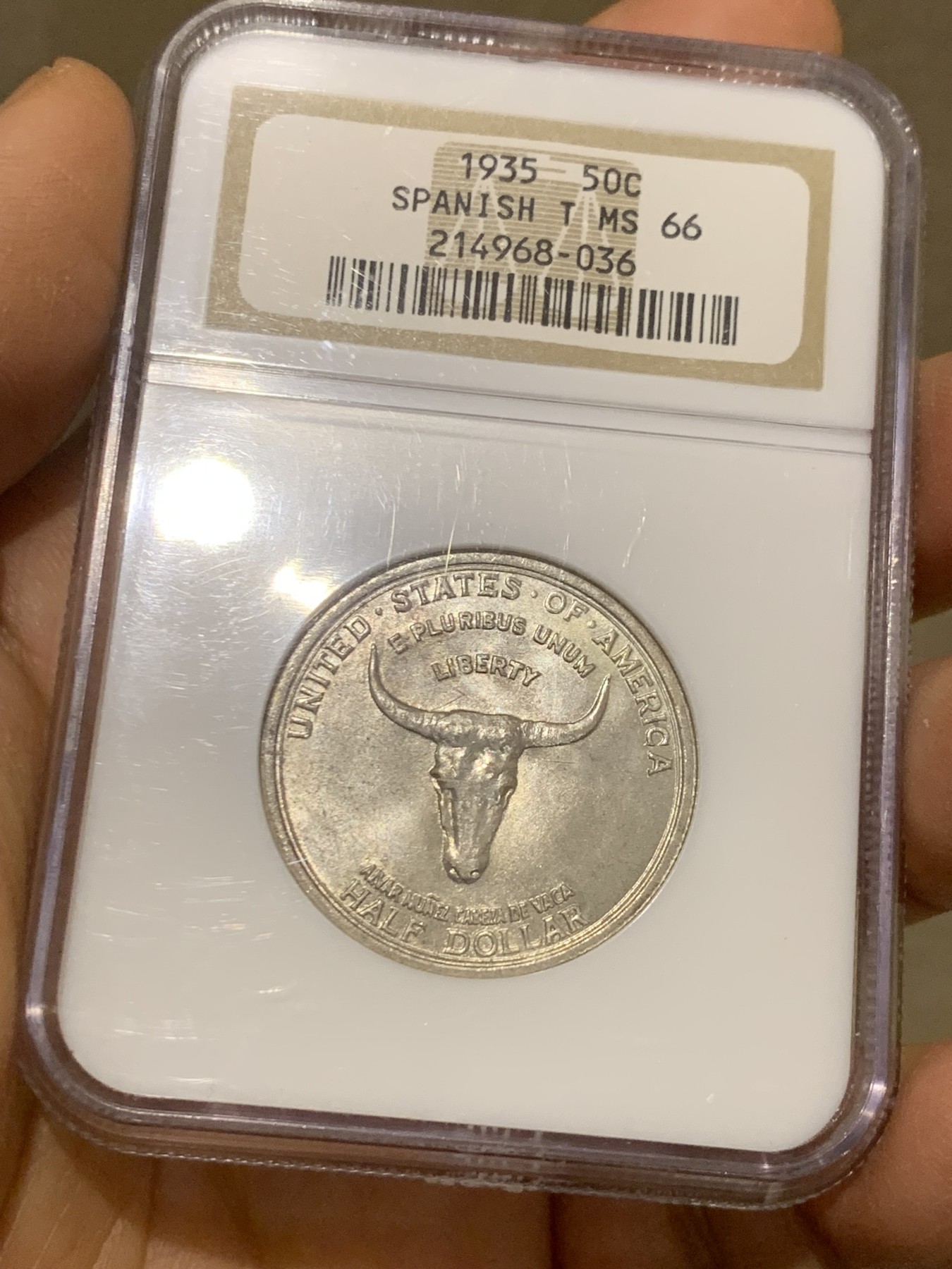 《竞宝斋》圣诞专辑  第二场  第228场 定制纪念章相赠 (全场顺丰包邮) NGC-MS66 美国 1935年 西班牙小道 半美元纪念币 半美元纪念币中的难点 老盒高分 收藏一步到位