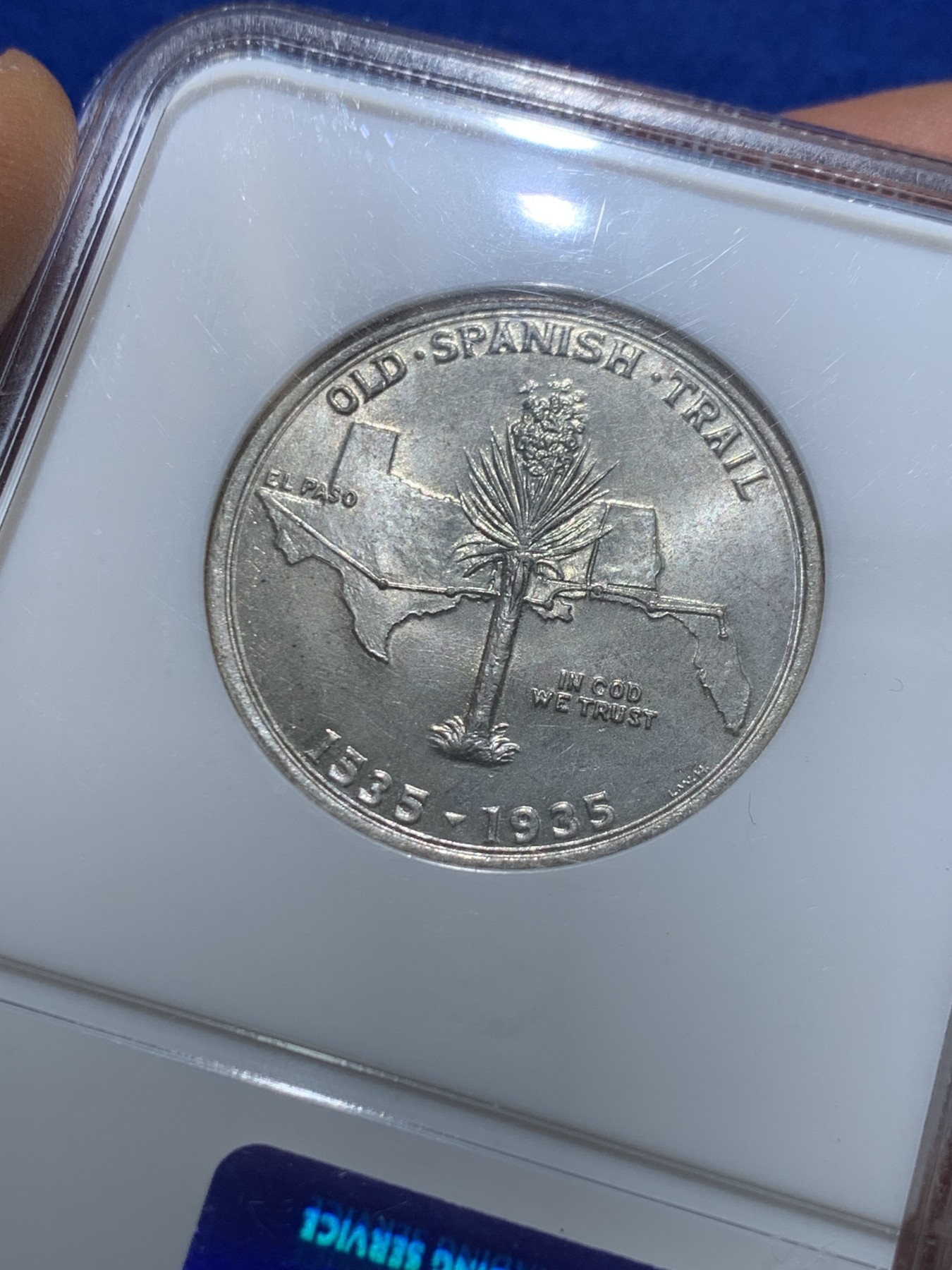 《竞宝斋》圣诞专辑  第二场  第228场 定制纪念章相赠 (全场顺丰包邮) NGC-MS66 美国 1935年 西班牙小道 半美元纪念币 半美元纪念币中的难点 老盒高分 收藏一步到位