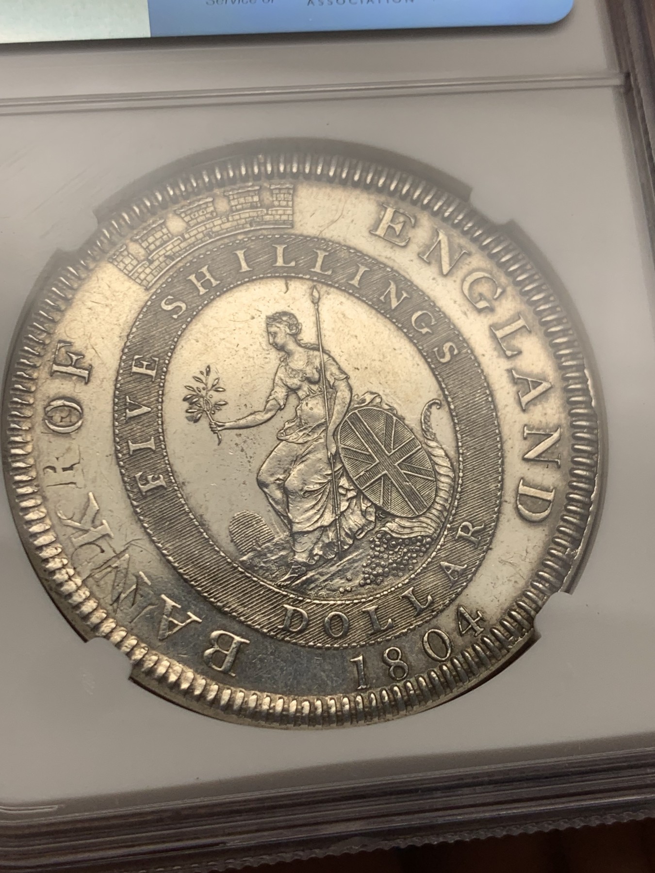 《竞宝斋》圣诞专辑  第二场  第228场 定制纪念章相赠 (全场顺丰包邮) NGC UNCD 英国1804年乔治三世5先令银币 ESC-148稀有版别