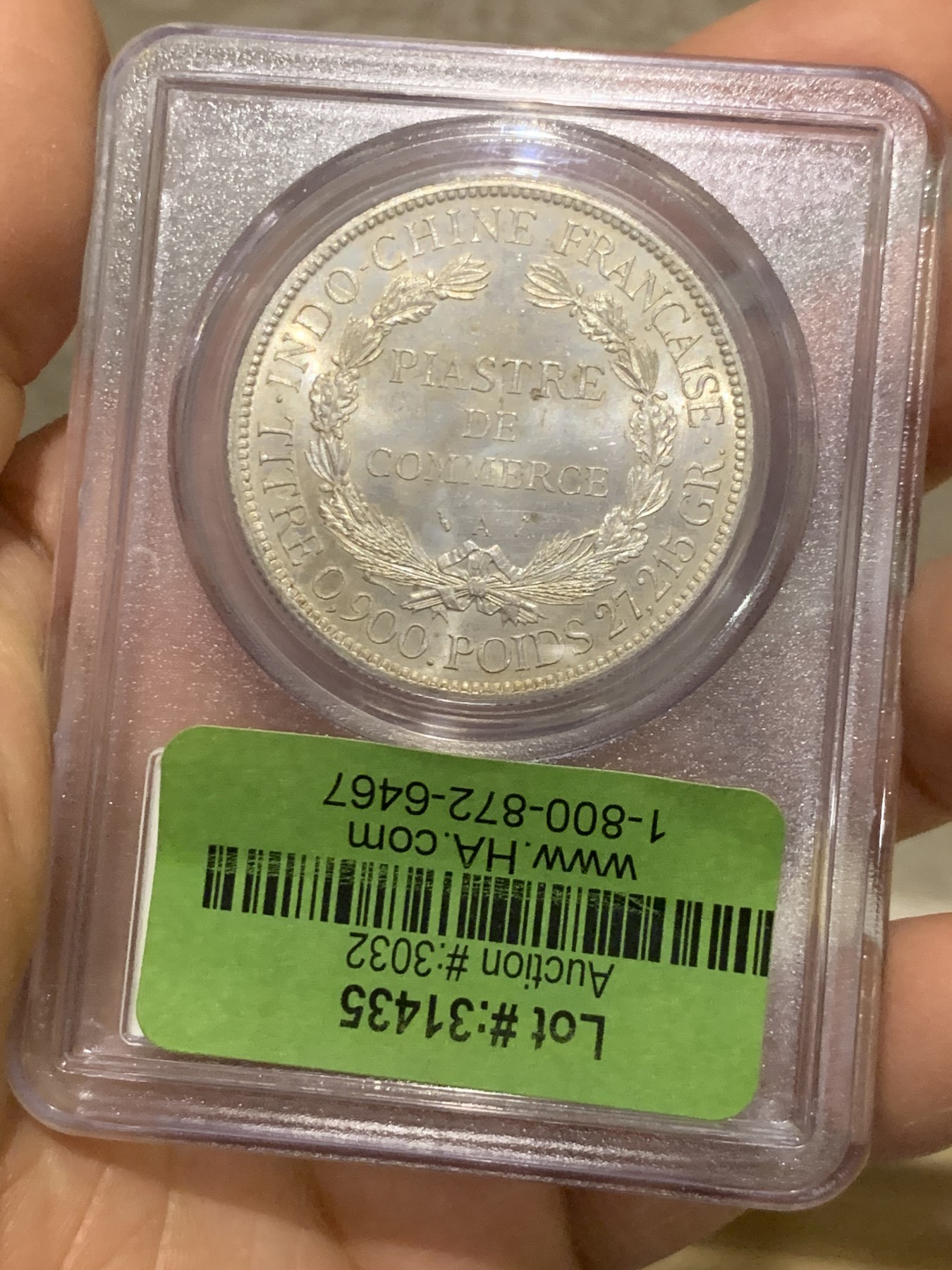 《竞宝斋》圣诞专辑  第二场  第228场 定制纪念章相赠 (全场顺丰包邮) PCGS MS63 法属印支 1895年加重坐洋，车轮炫光！