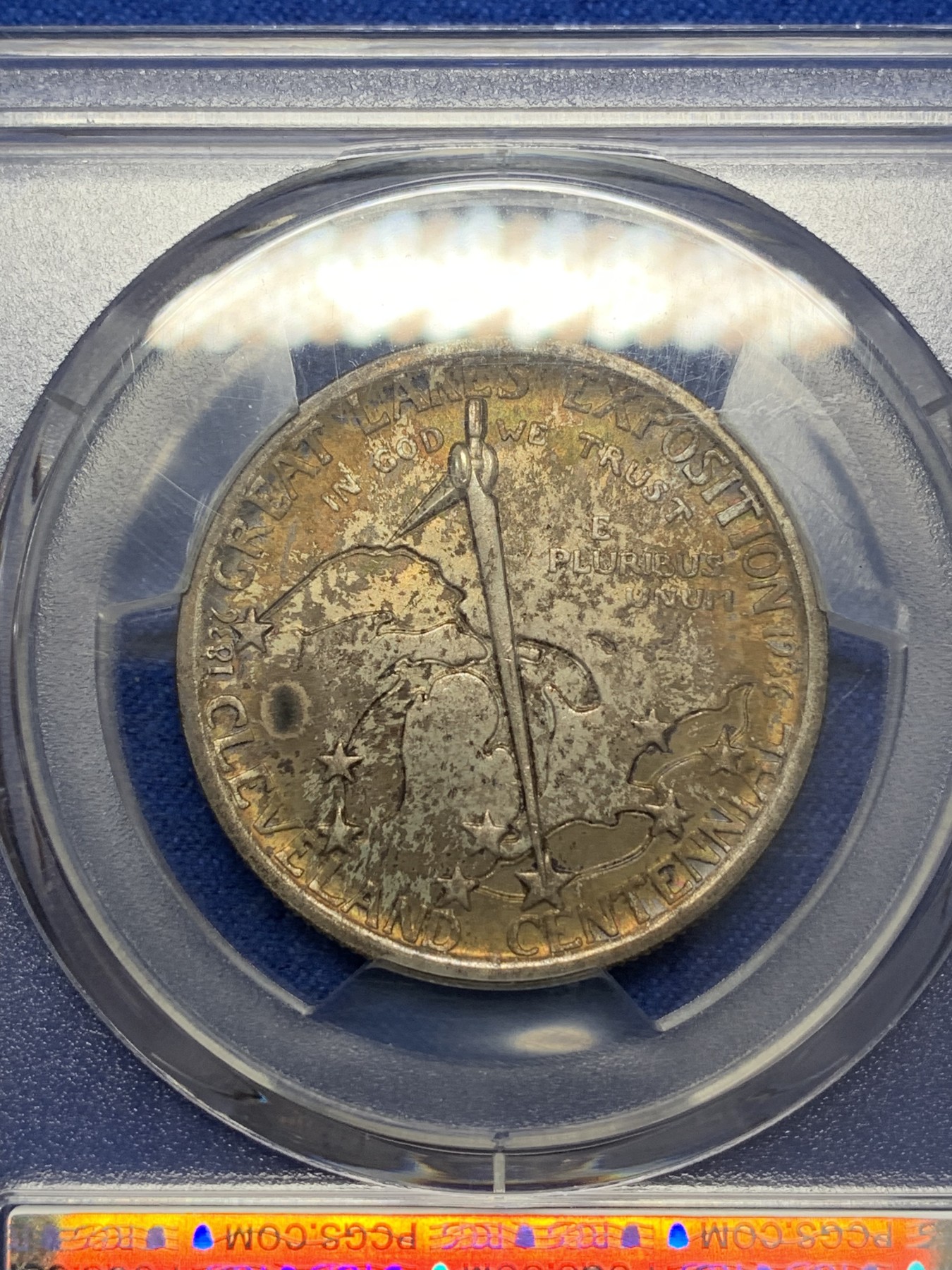 《竞宝斋》圣诞专辑  第二场  第228场 定制纪念章相赠 (全场顺丰包邮) PCGS-MS65 美国 1936年 克利夫兰半美元纪念币 背面金色包浆 高分