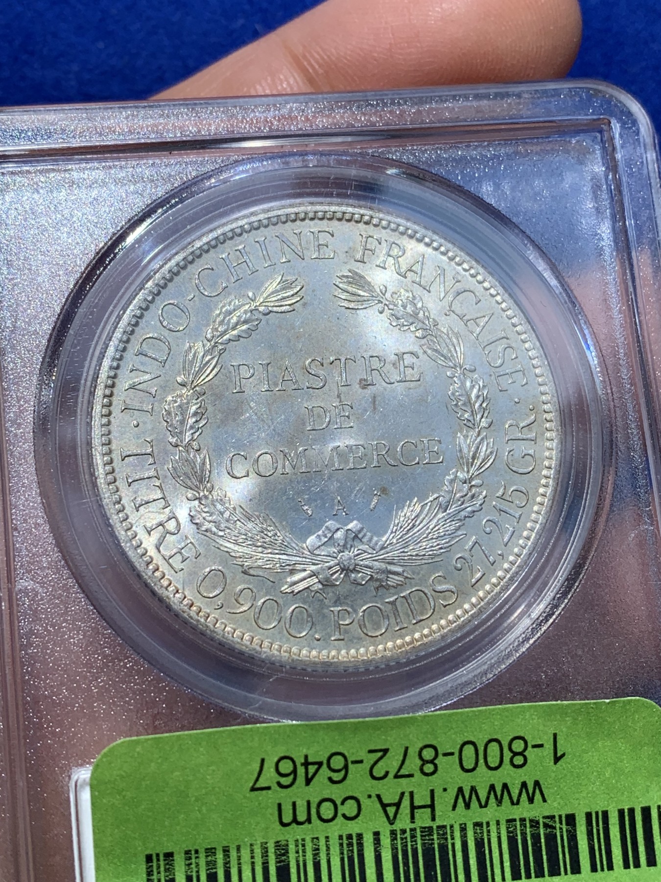 《竞宝斋》圣诞专辑  第二场  第228场 定制纪念章相赠 (全场顺丰包邮) PCGS MS63 法属印支 1895年加重坐洋，车轮炫光！