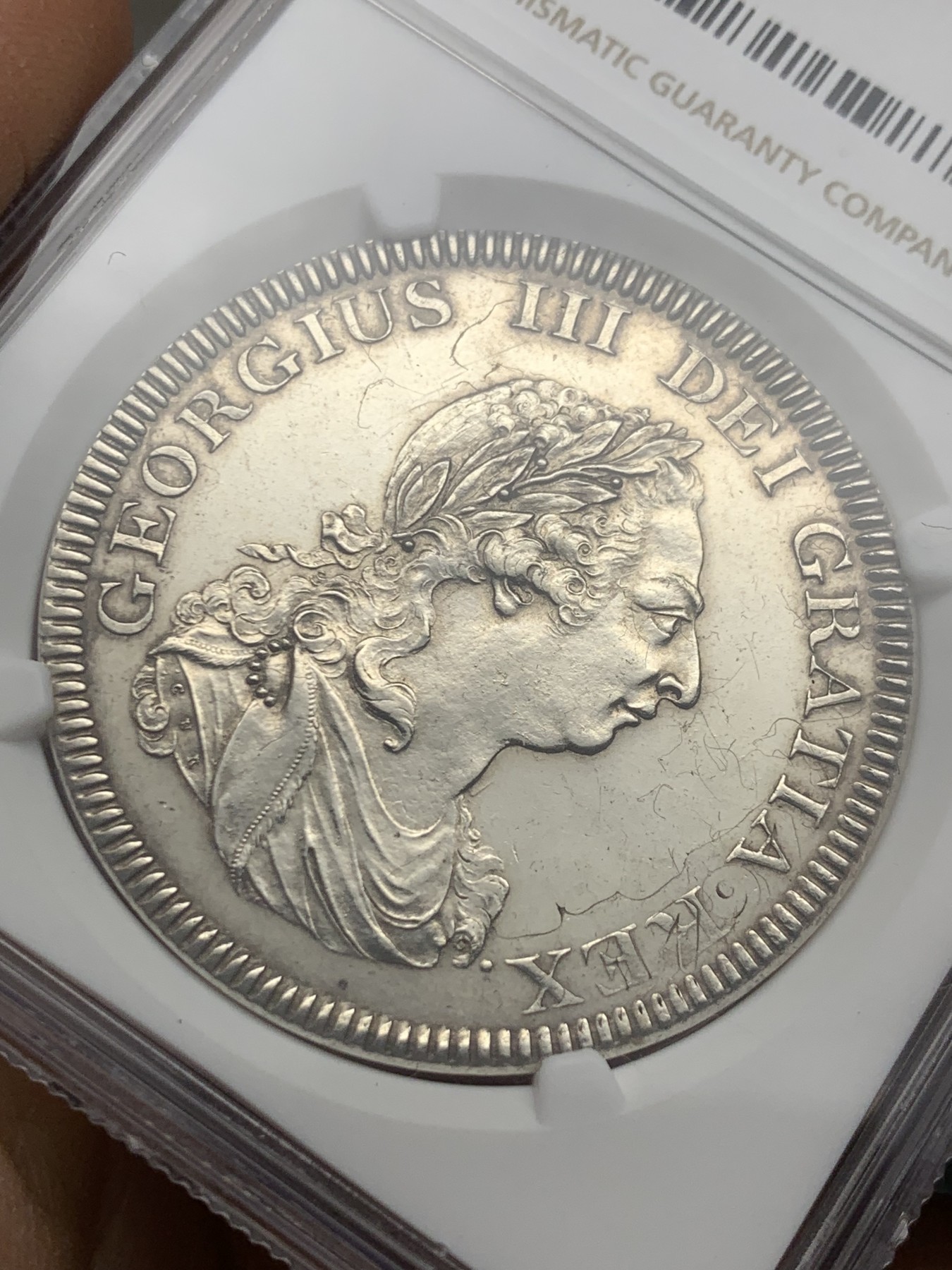 《竞宝斋》圣诞专辑  第二场  第228场 定制纪念章相赠 (全场顺丰包邮) NGC UNCD 英国1804年乔治三世5先令银币 ESC-148稀有版别