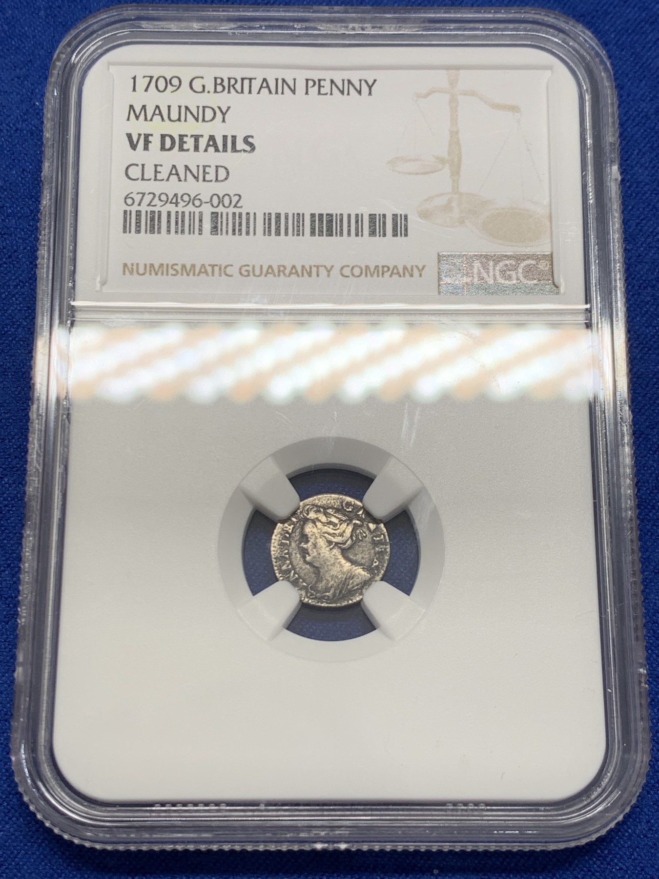 《竞宝斋》圣诞专辑  第二场  第228场 定制纪念章相赠 (全场顺丰包邮) 4枚一组 NGC 英国1709安妮女王濯足币，1P+2P+3P+4P面值，R级珍惜度