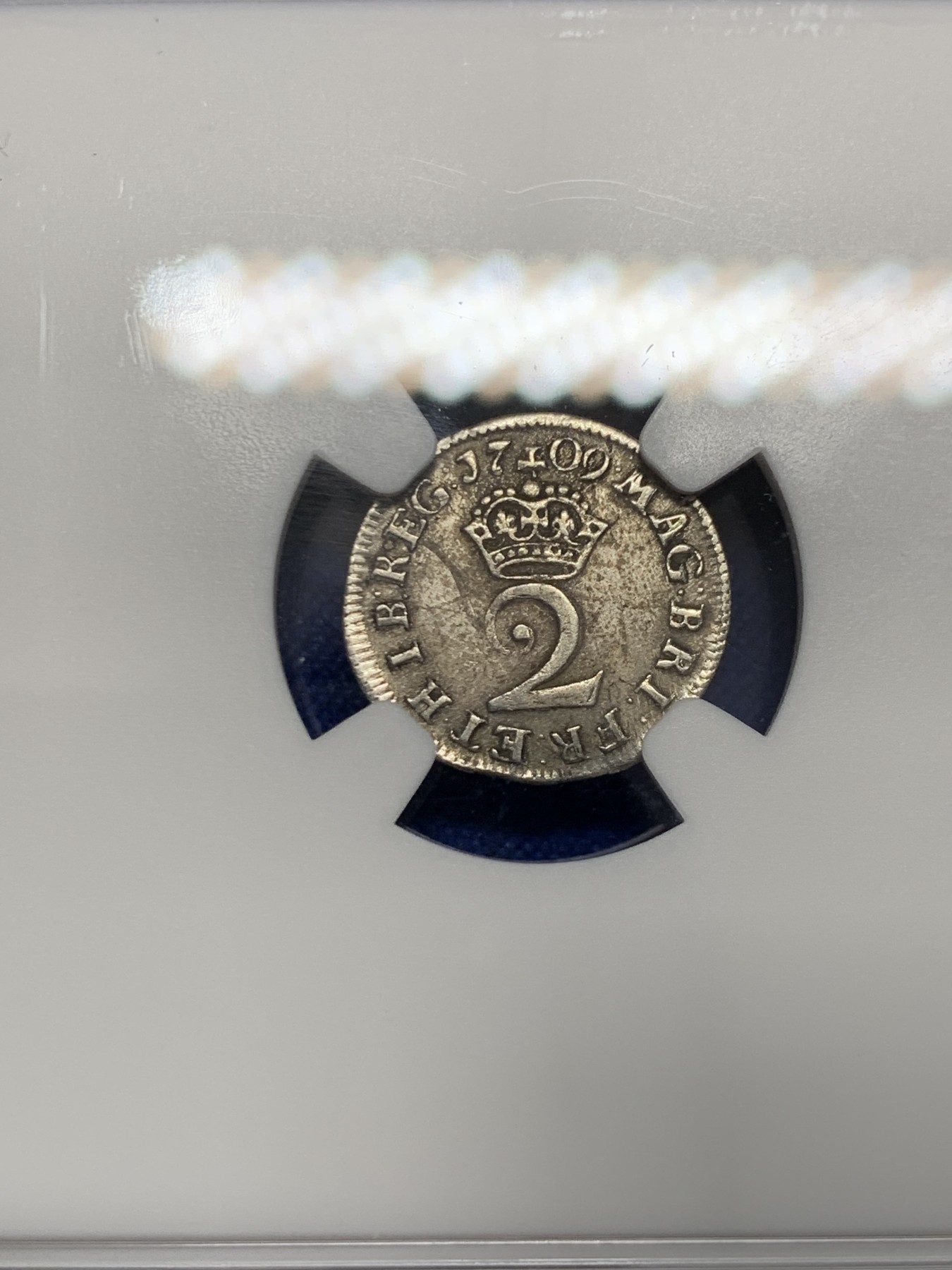 《竞宝斋》圣诞专辑  第二场  第228场 定制纪念章相赠 (全场顺丰包邮) 4枚一组 NGC 英国1709安妮女王濯足币，1P+2P+3P+4P面值，R级珍惜度