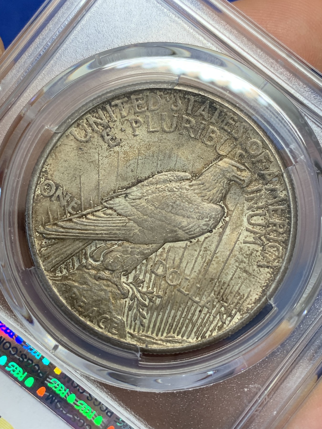 《竞宝斋》圣诞专辑  第二场  第228场 定制纪念章相赠 (全场顺丰包邮) PCGS-AU58 美国 1921年 1美元 和平币 首年高浮雕 和平币中的名誉品 原味包浆