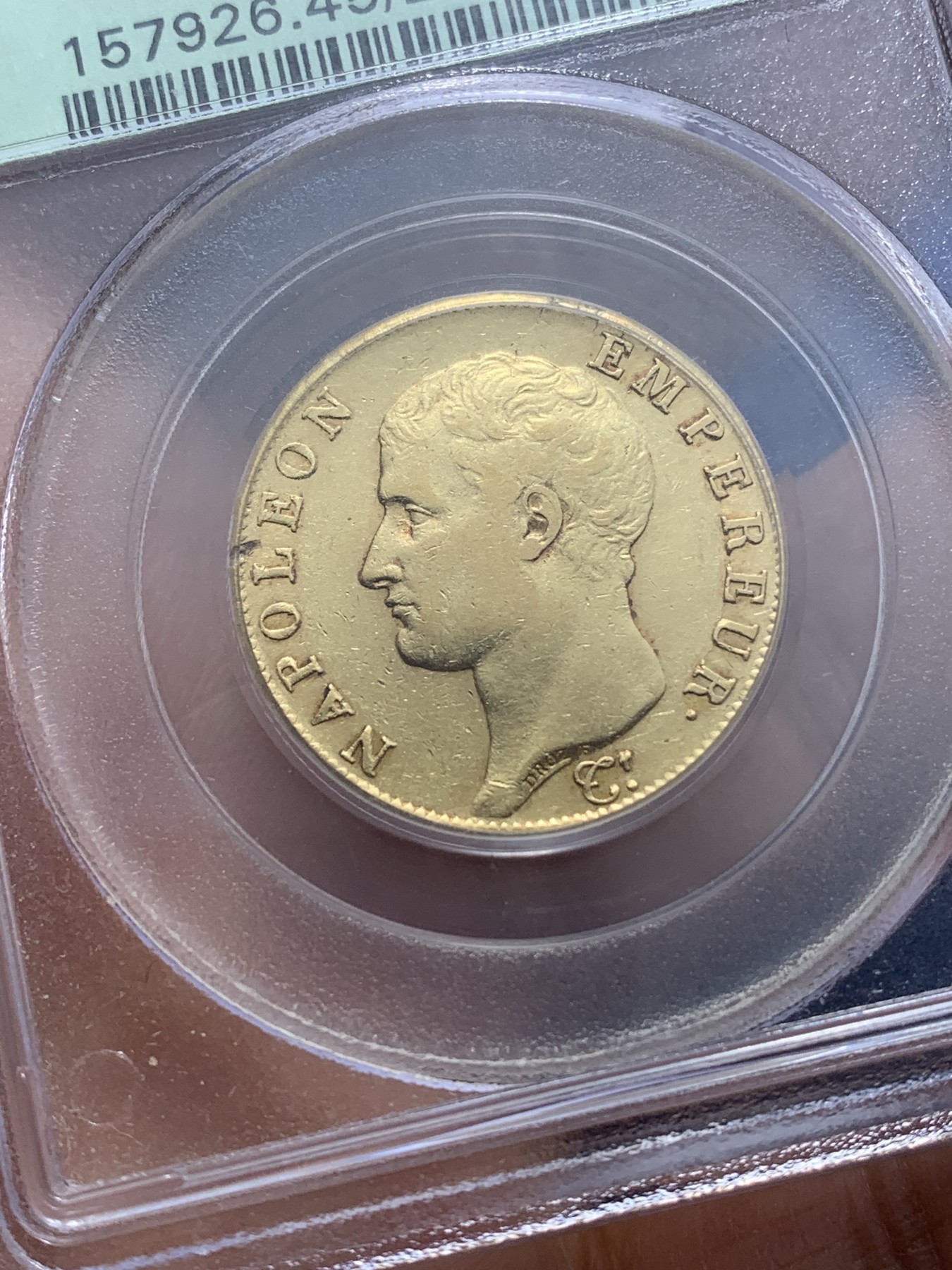 《竞宝斋》圣诞专辑  第二场  第228场 定制纪念章相赠 (全场顺丰包邮) PCGS XF45 法国1806年拿破仑一世40法郎金币 里尔造币厂 非常少见厂标 老绿盒严评 21年ha拍卖行拍出一枚同版ngcAU53含佣1560刀约11000rmb 铸造量仅4336枚 克劳斯钱币目录中XF40估价2500刀