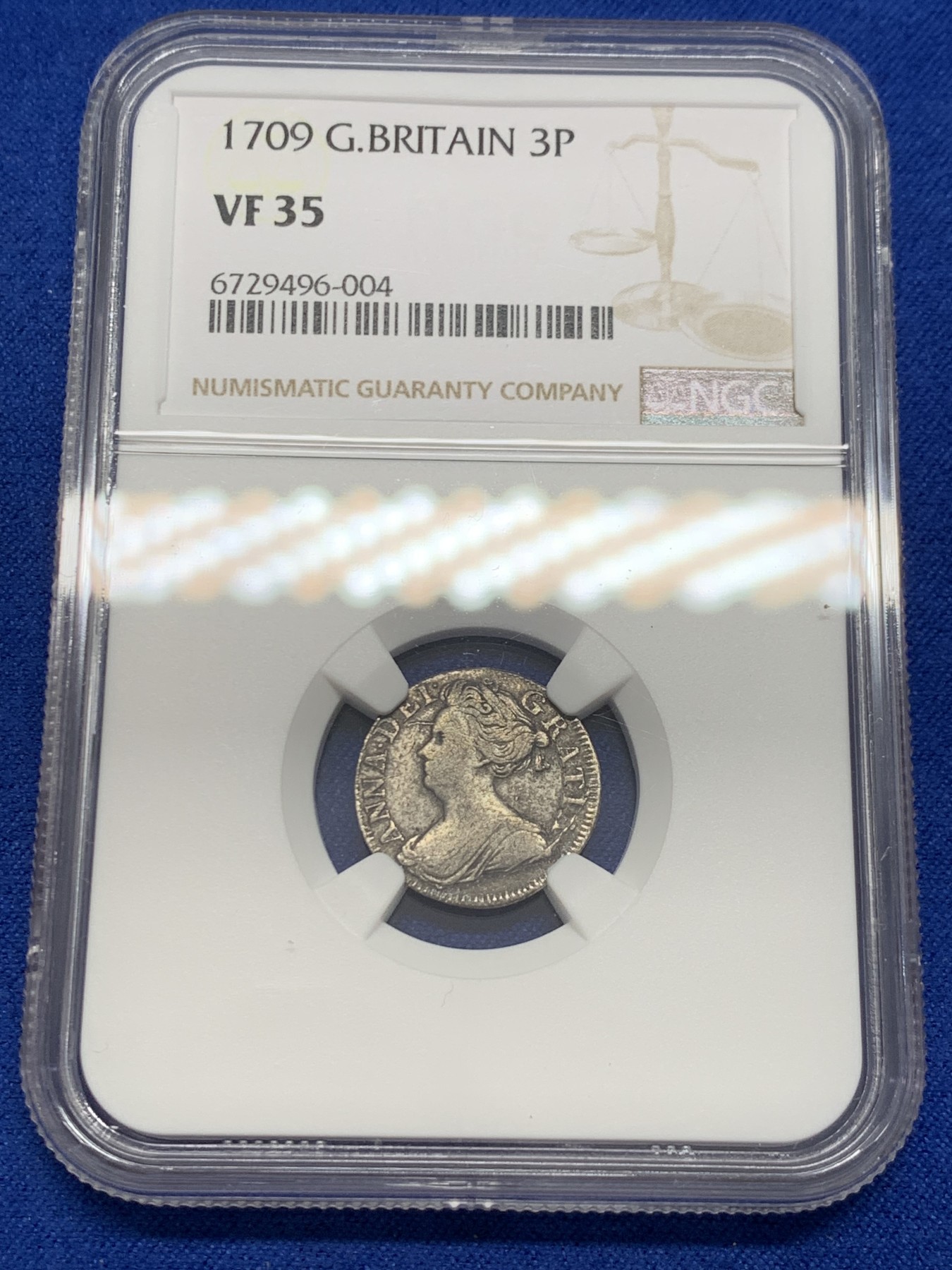 《竞宝斋》圣诞专辑  第二场  第228场 定制纪念章相赠 (全场顺丰包邮) 4枚一组 NGC 英国1709安妮女王濯足币，1P+2P+3P+4P面值，R级珍惜度