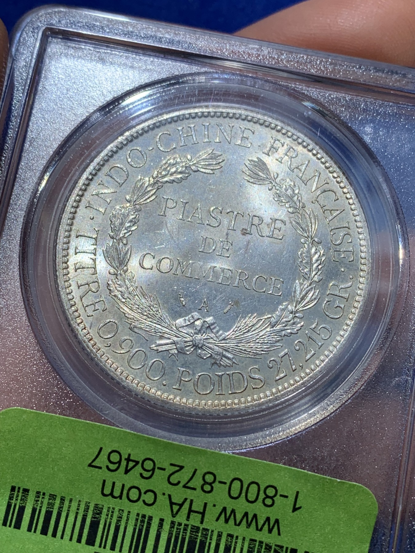 《竞宝斋》圣诞专辑  第二场  第228场 定制纪念章相赠 (全场顺丰包邮) PCGS MS63 法属印支 1895年加重坐洋，车轮炫光！