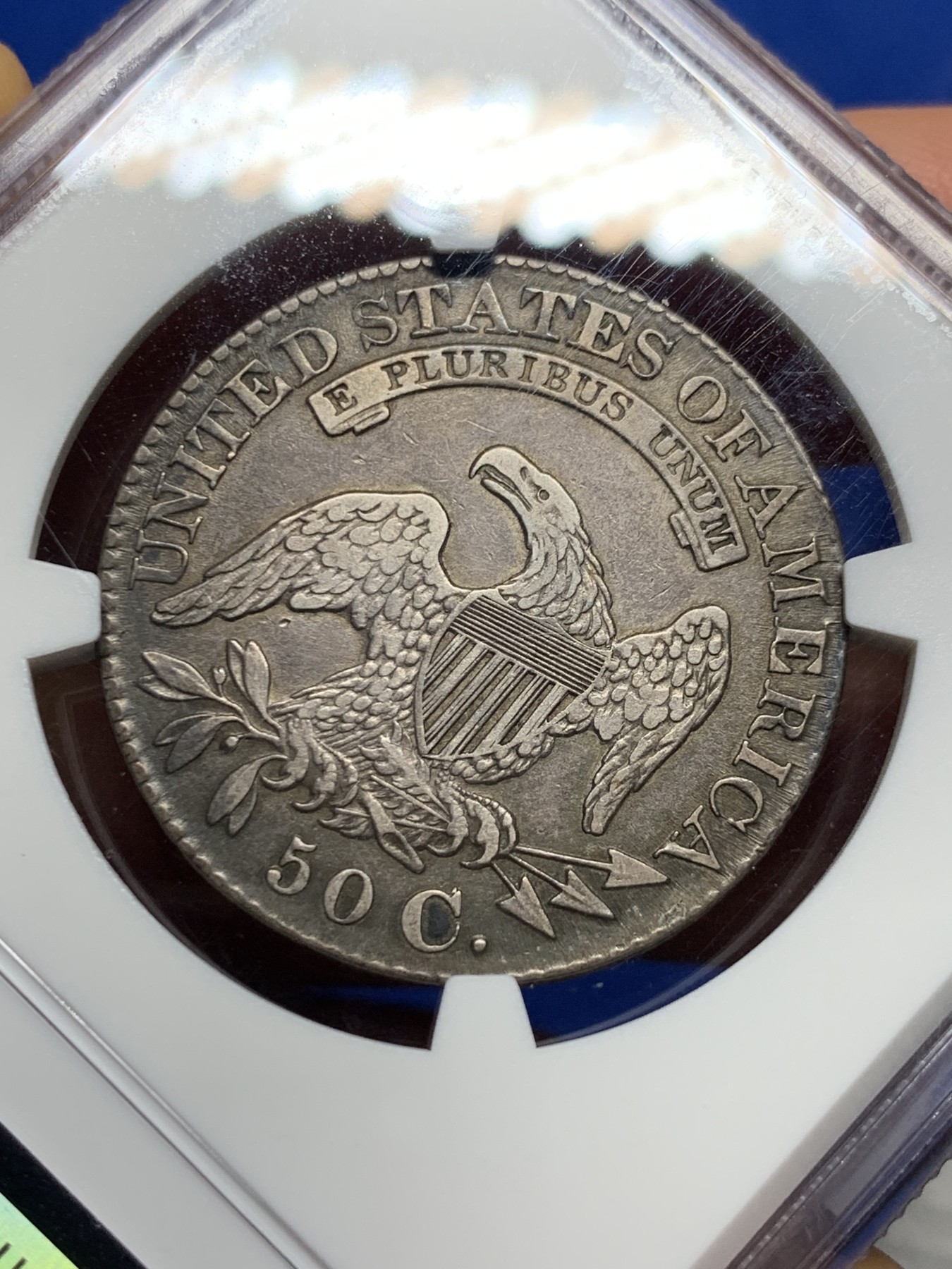 《竞宝斋》圣诞专辑  第二场  第228场 定制纪念章相赠 (全场顺丰包邮) NGC AUD 美国1828年美利坚女人大波浪半美元银币 极少见品种 底板佳 细节好 未见清洗