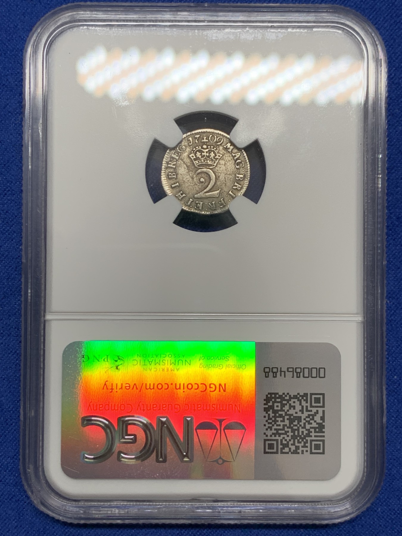 《竞宝斋》圣诞专辑  第二场  第228场 定制纪念章相赠 (全场顺丰包邮) 4枚一组 NGC 英国1709安妮女王濯足币，1P+2P+3P+4P面值，R级珍惜度