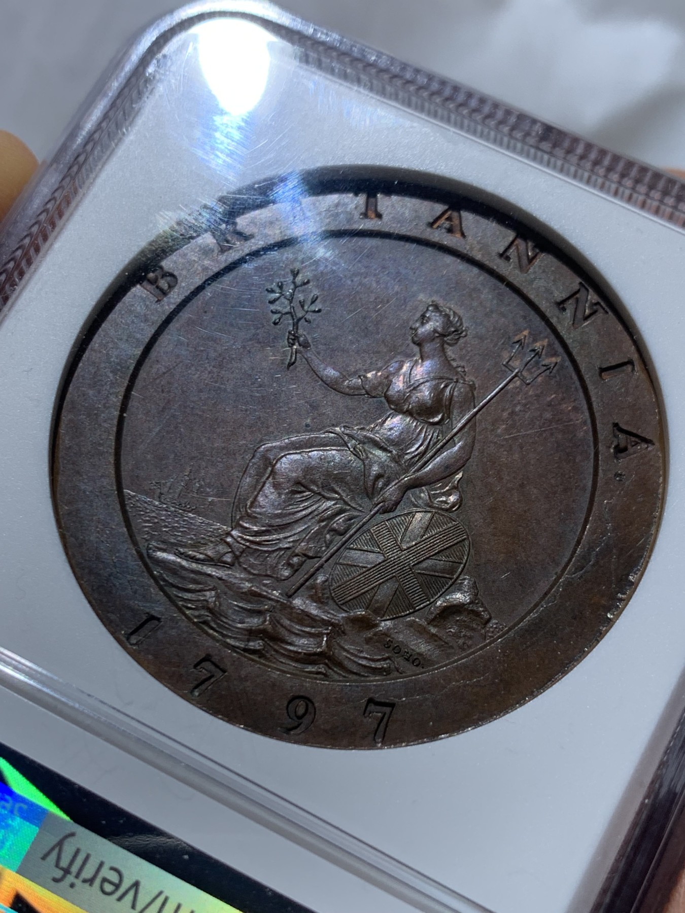 《竞宝斋》圣诞专辑  第二场  第228场 定制纪念章相赠 (全场顺丰包邮) NGC PF62 英国1797乔治三世精制车轮2便士，世界上最早的机制币，SOHO名誉品