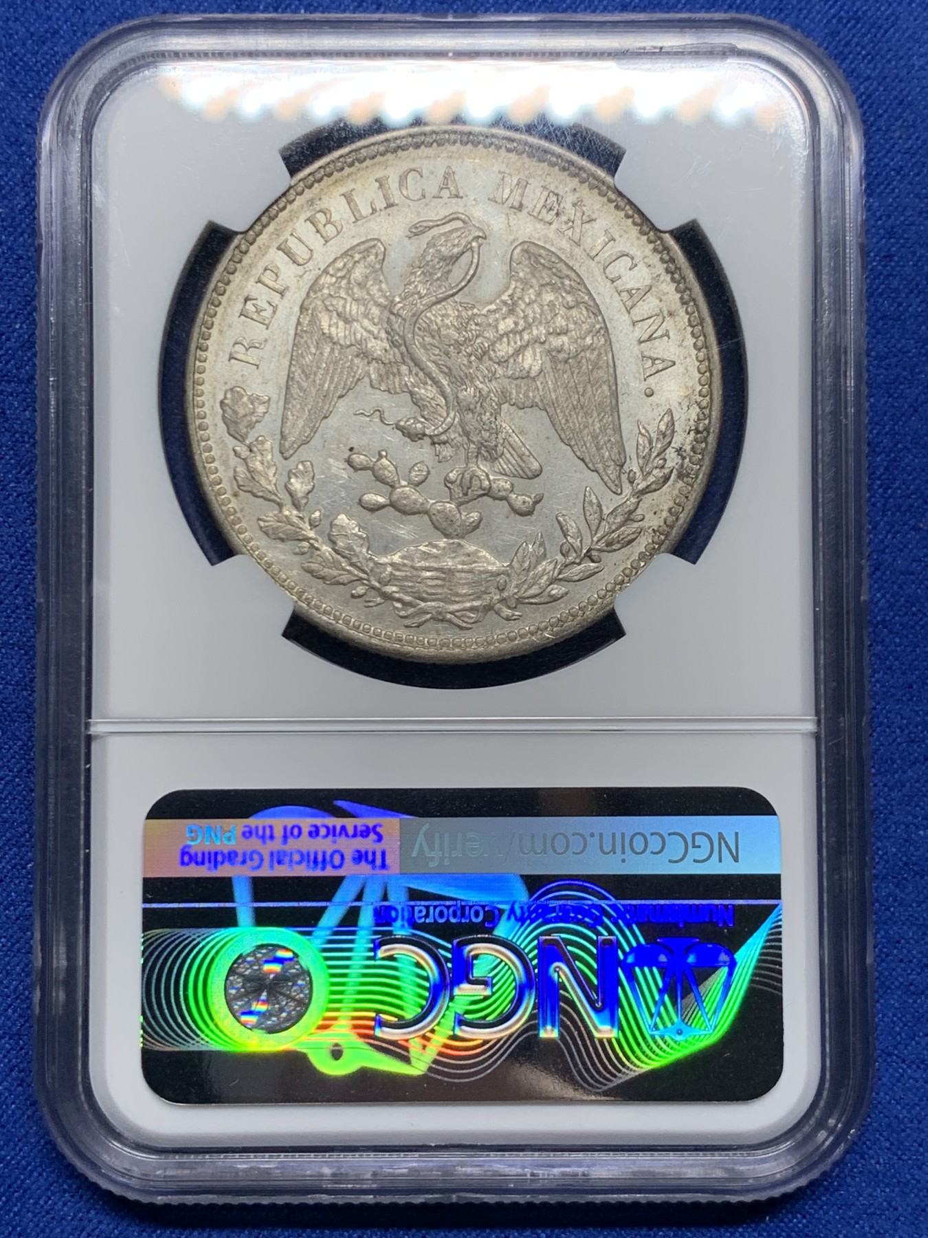 《竞宝斋》圣诞专辑  第二场  第228场 定制纪念章相赠 (全场顺丰包邮) NGC MS62 墨西哥1909年直边鹰洋 原光五彩 非常漂亮