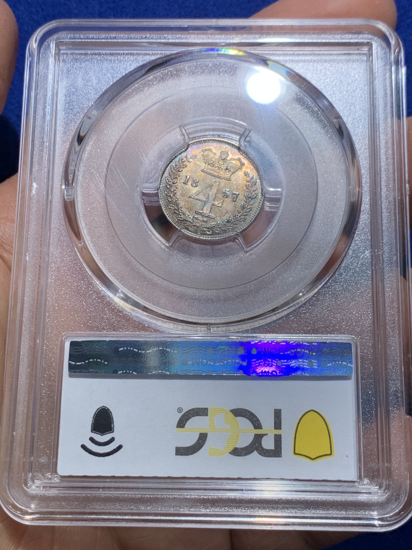 《竞宝斋》圣诞专辑  第二场  第228场 定制纪念章相赠 (全场顺丰包邮) 4枚一组 PCGS PL63-67 英国1857小维早期濯足币，1D+2D+3D+4D面值，顶级分数PL状态，附送原盒传承有序