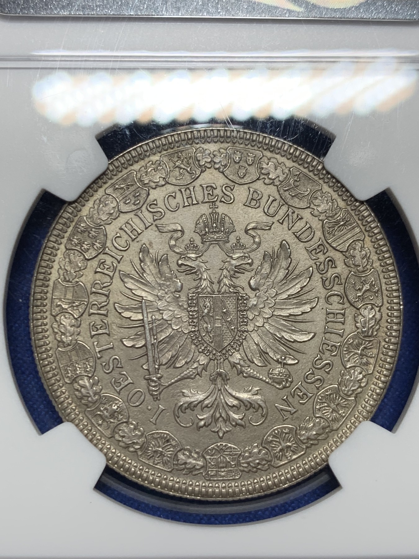 《竞宝斋》圣诞专辑  第二场  第228场 定制纪念章相赠 (全场顺丰包邮) NGC-MS65 奥地利 1880 射击节泰勒/2弗洛林 浮雕生动 构图精妙 安东 沙夫 经典设计 NGC亚军分 首拍品种