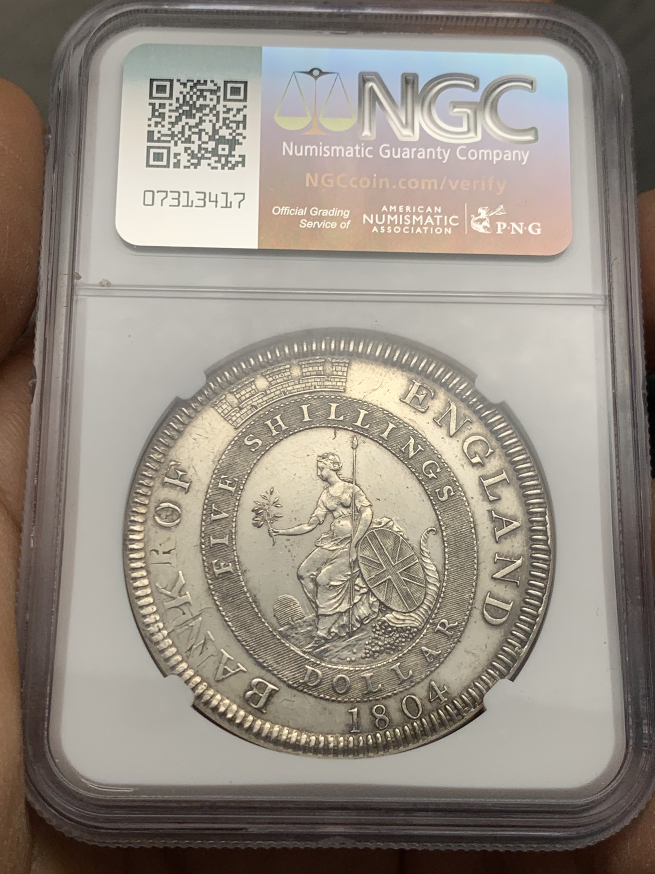 《竞宝斋》圣诞专辑  第二场  第228场 定制纪念章相赠 (全场顺丰包邮) NGC UNCD 英国1804年乔治三世5先令银币 ESC-148稀有版别