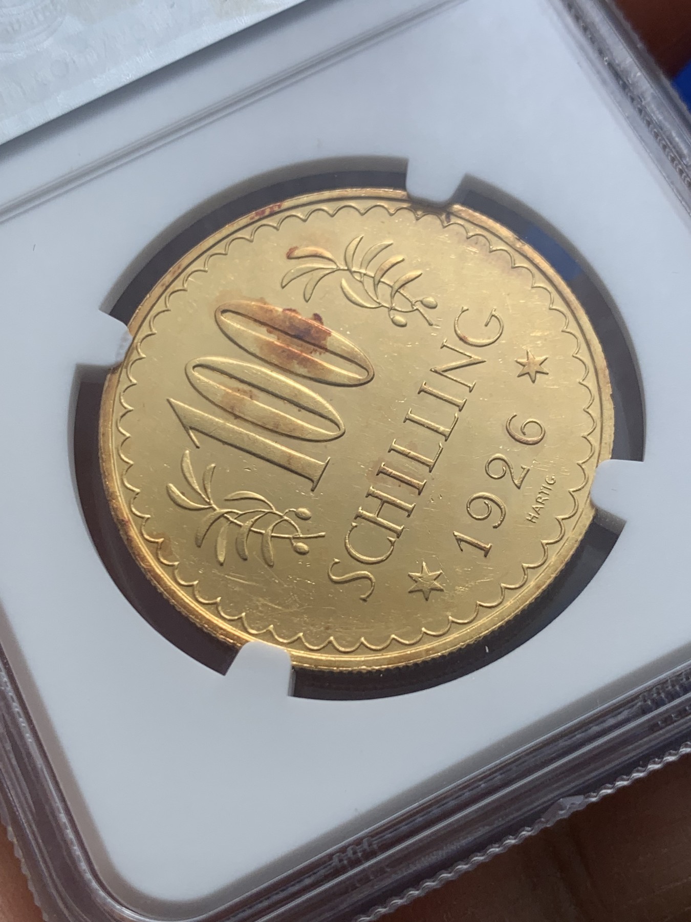 《竞宝斋》圣诞专辑  第二场  第228场 定制纪念章相赠 (全场顺丰包邮) NGC PL61 1926年奥地利100先令金币 类镜面 23.525克 900金 直径33MM