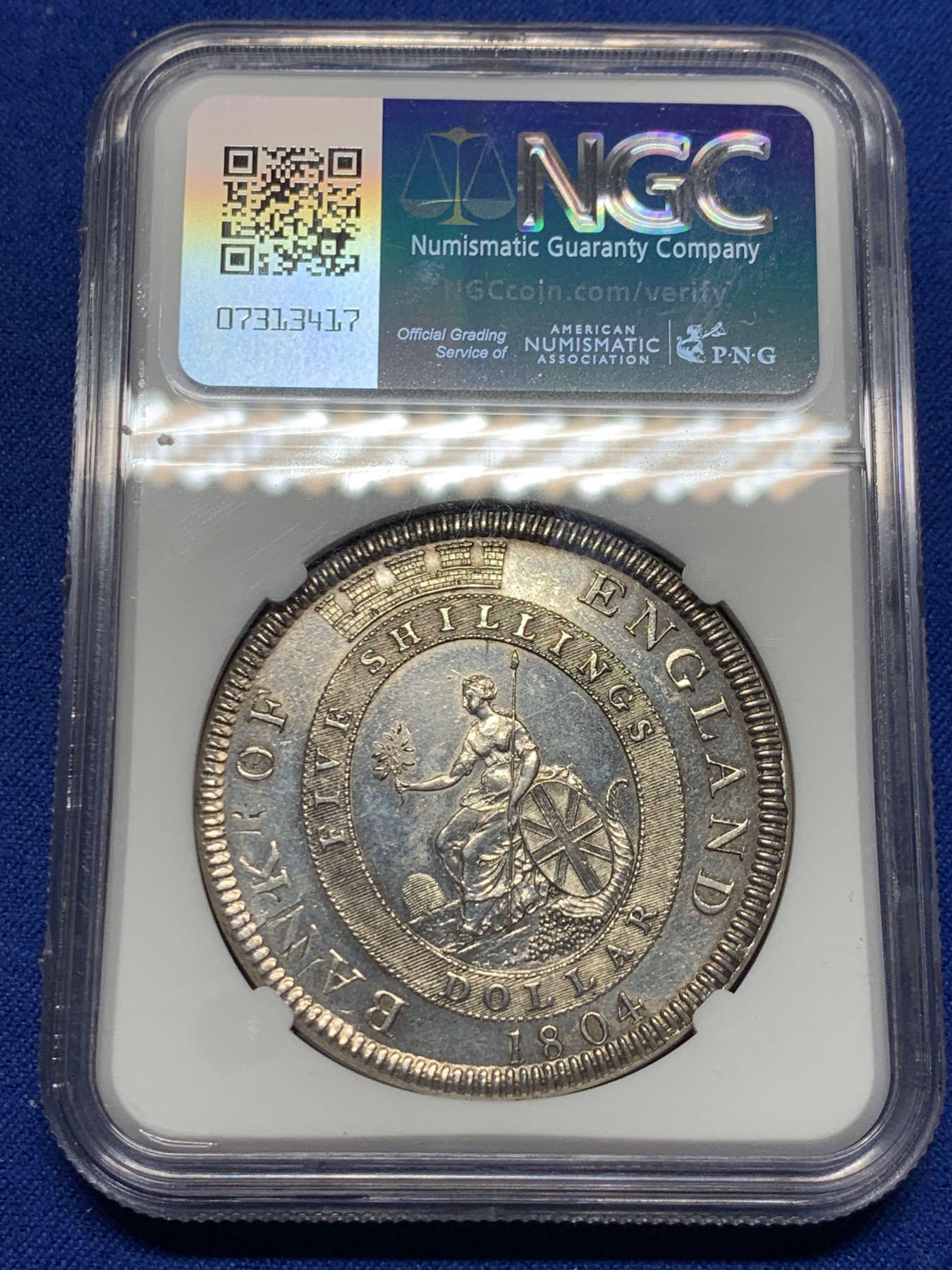 《竞宝斋》圣诞专辑  第二场  第228场 定制纪念章相赠 (全场顺丰包邮) NGC UNCD 英国1804年乔治三世5先令银币 ESC-148稀有版别