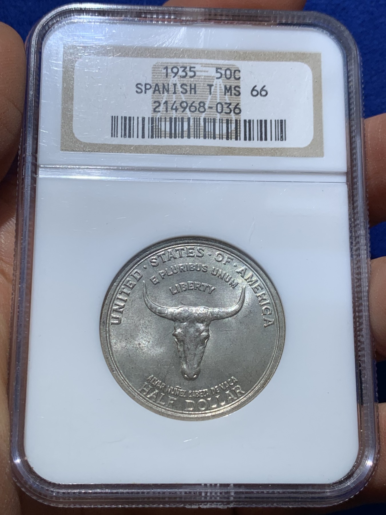 《竞宝斋》圣诞专辑  第二场  第228场 定制纪念章相赠 (全场顺丰包邮) NGC-MS66 美国 1935年 西班牙小道 半美元纪念币 半美元纪念币中的难点 老盒高分 收藏一步到位