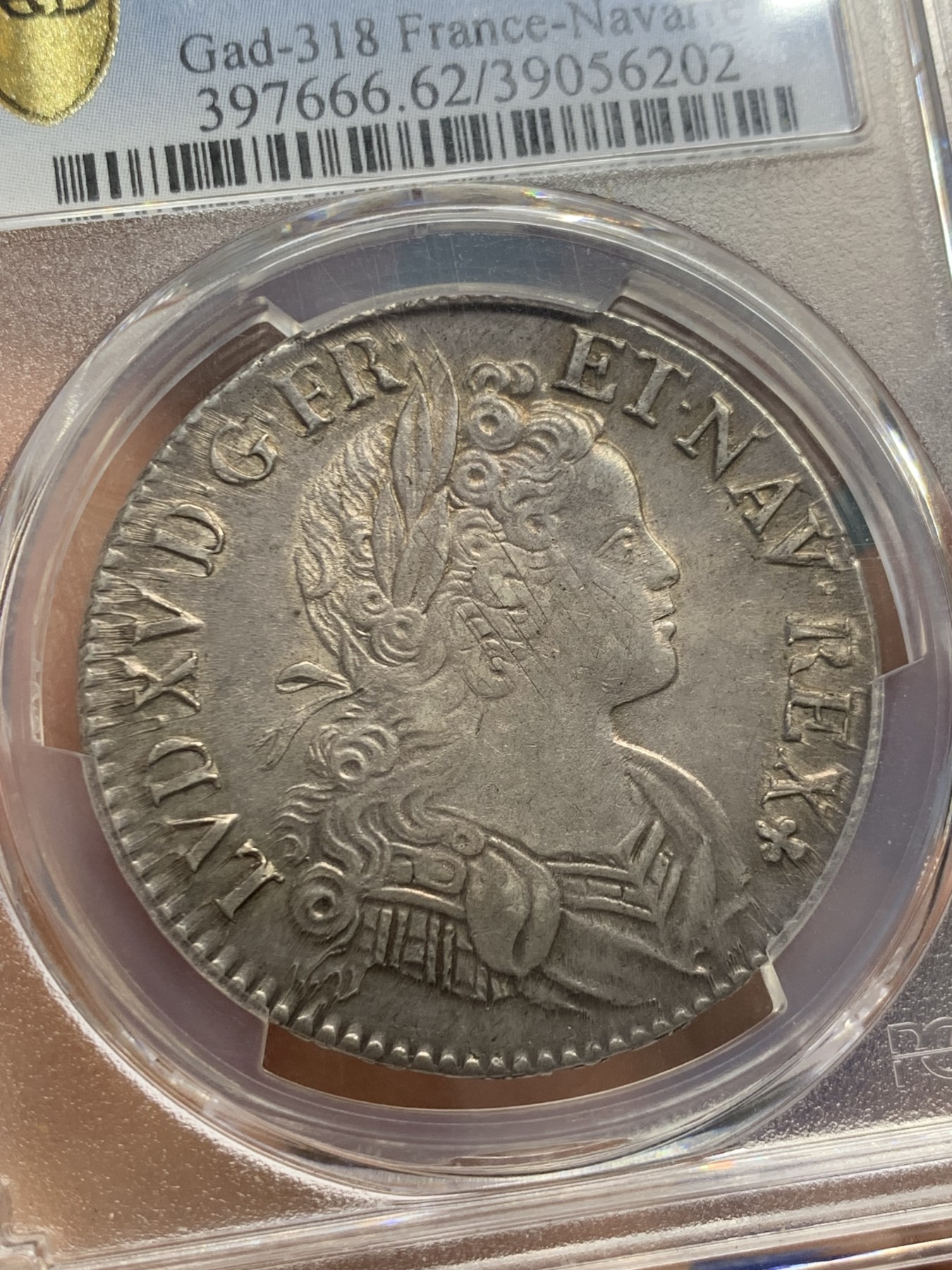 《竞宝斋》圣诞专辑  第二场  第228场 定制纪念章相赠 (全场顺丰包邮) PCGS-MS62 法国1718-A路易十五幼年版埃居 好彩少见MS出分品种 少减重痕 双面全深打 法系必备