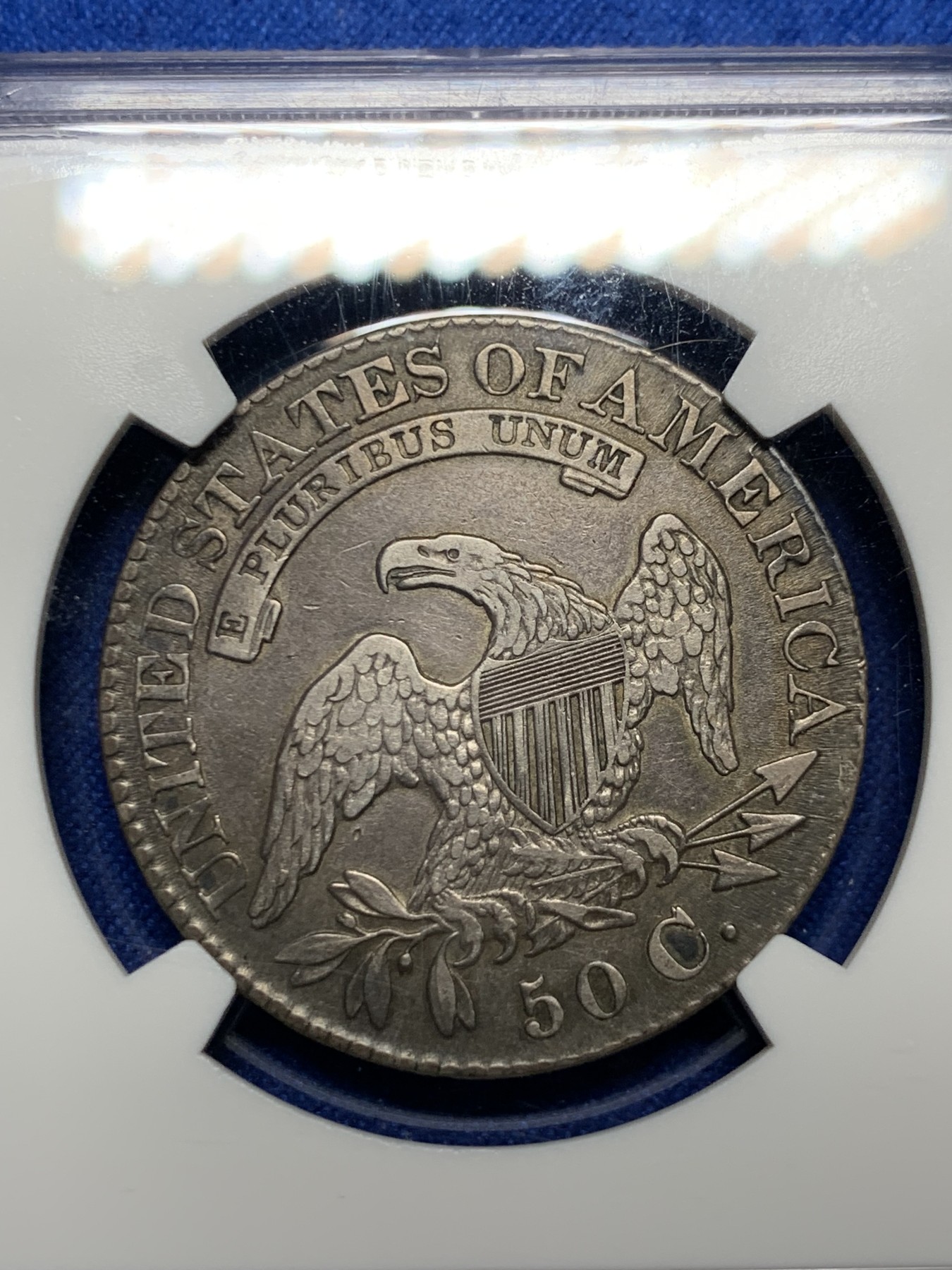 《竞宝斋》圣诞专辑  第二场  第228场 定制纪念章相赠 (全场顺丰包邮) NGC AUD 美国1828年美利坚女人大波浪半美元银币 极少见品种 底板佳 细节好 未见清洗