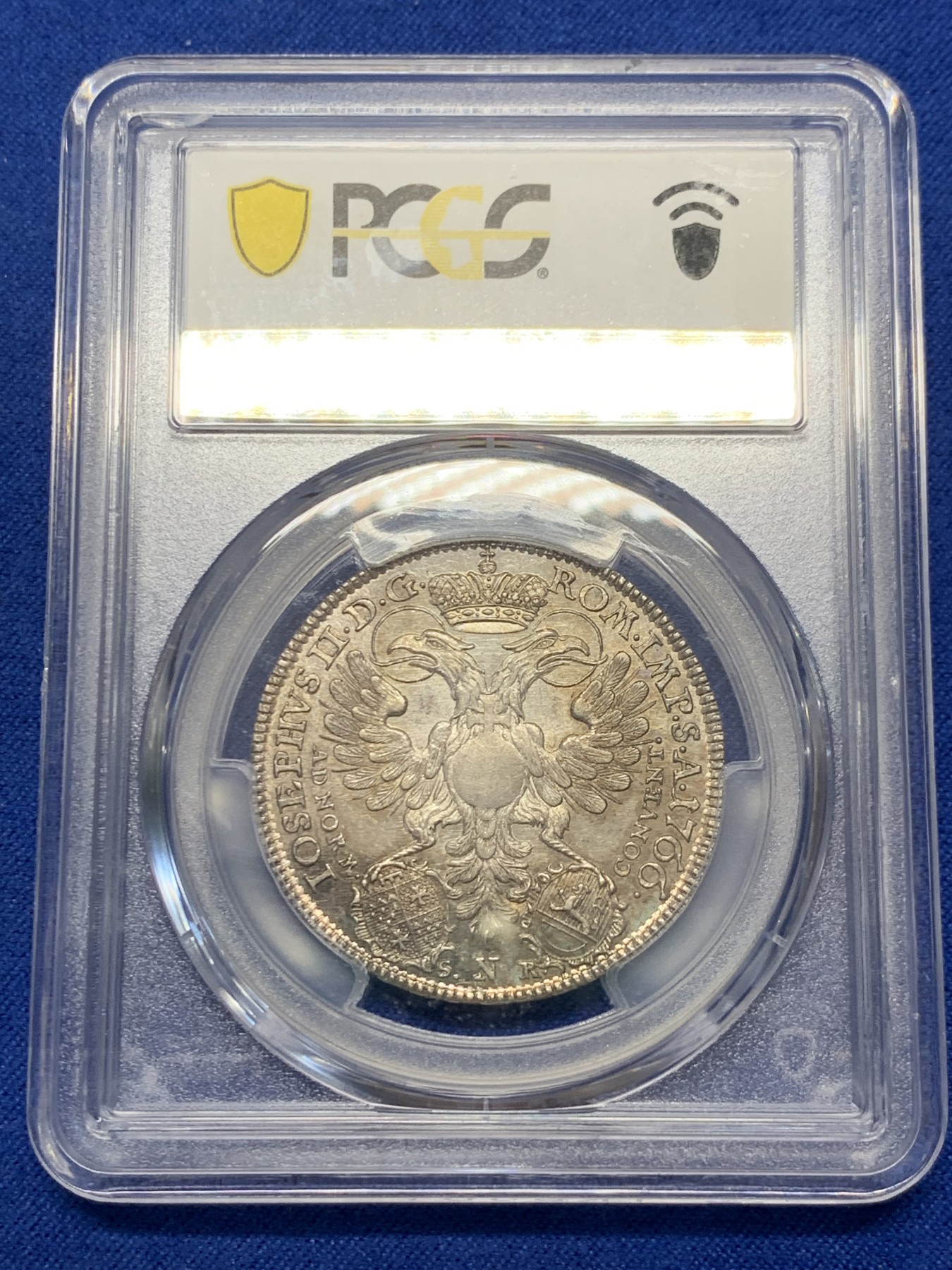 《竞宝斋》圣诞专辑  第二场  第228场 定制纪念章相赠 (全场顺丰包邮) PCGS-MS62 1766神圣罗马帝国弗里德贝格重甲武士1/2泰勒银币 非常少见，PL底板