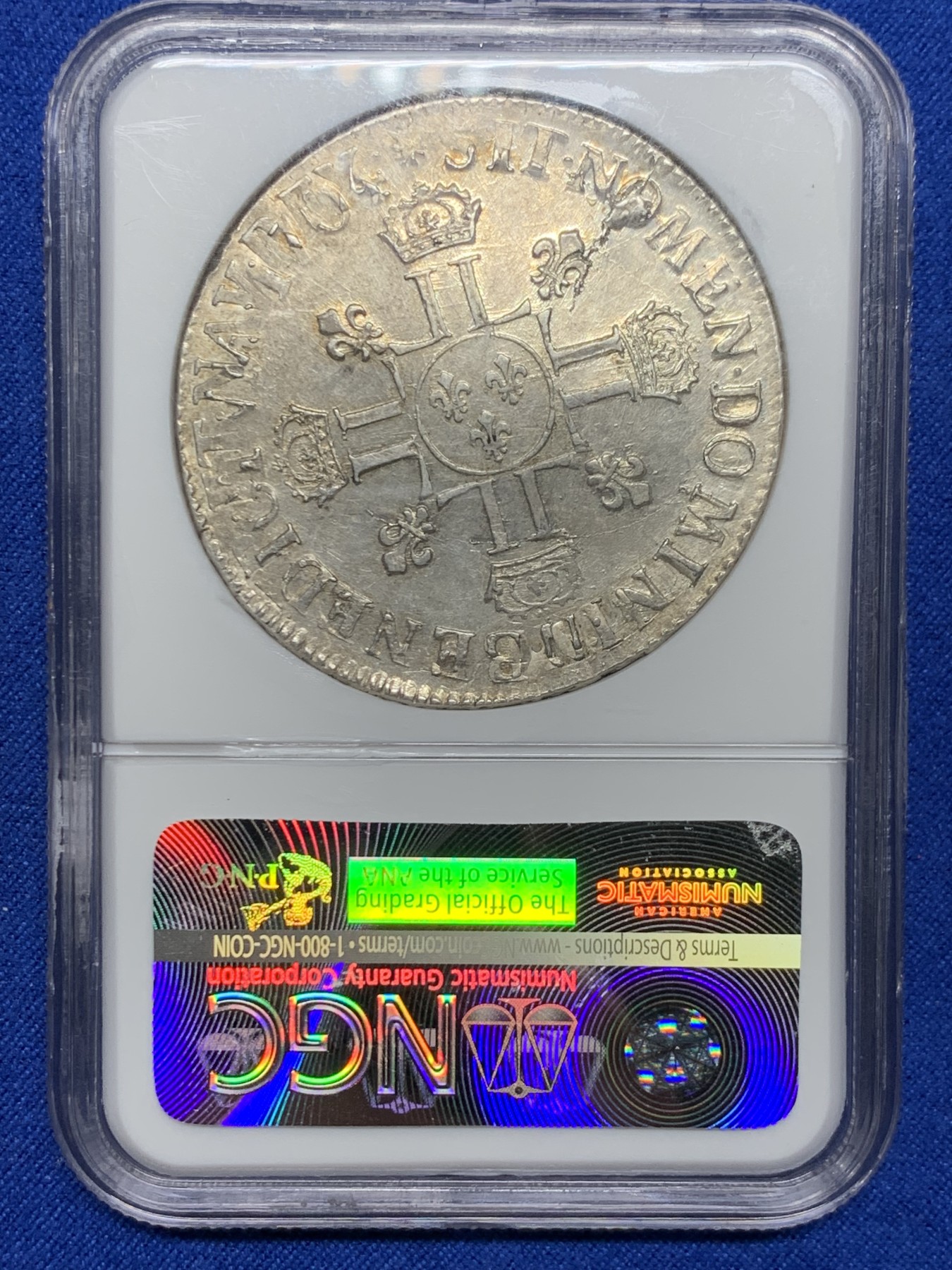 《竞宝斋》圣诞专辑  第二场  第228场 定制纪念章相赠 (全场顺丰包邮) NGC-MS58 法国 1704年 巴黎厂 珍稀度R2等级 路易十四 埃居大银币