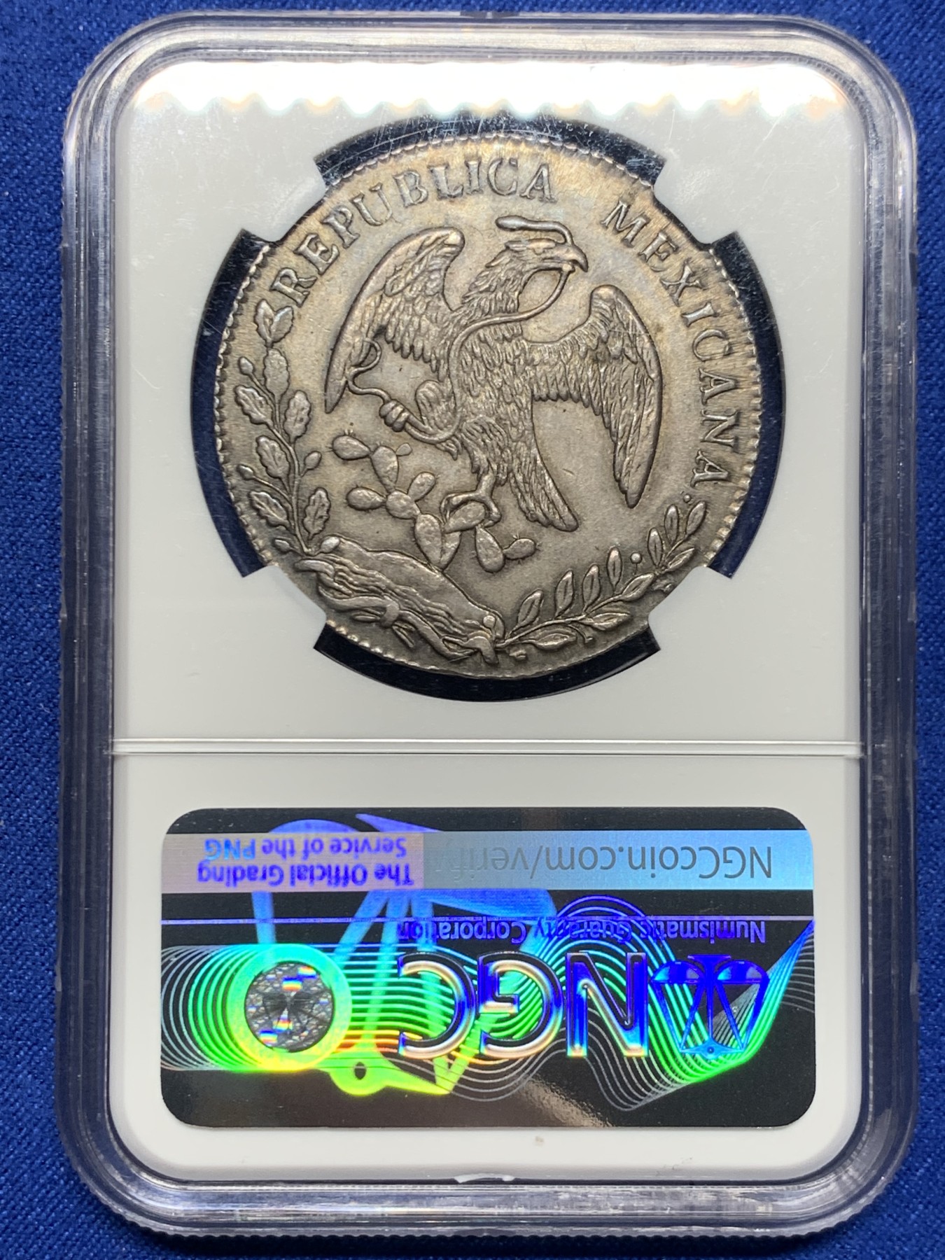 《竞宝斋》圣诞专辑  第二场  第228场 定制纪念章相赠 (全场顺丰包邮) NGC MS63 墨西哥1875年CA版（比较少见的版本）花边鹰洋8瑞尔银币