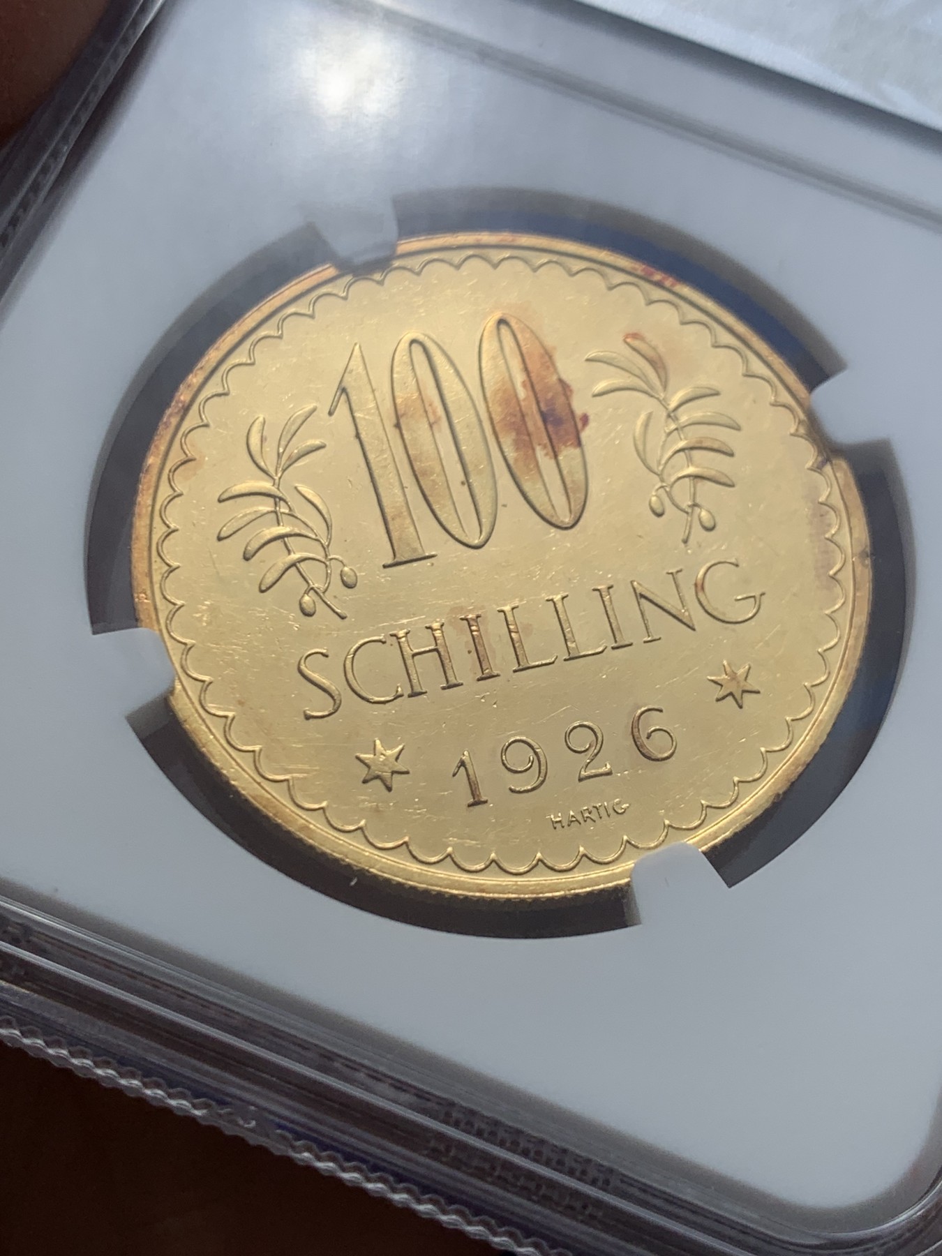 《竞宝斋》圣诞专辑  第二场  第228场 定制纪念章相赠 (全场顺丰包邮) NGC PL61 1926年奥地利100先令金币 类镜面 23.525克 900金 直径33MM