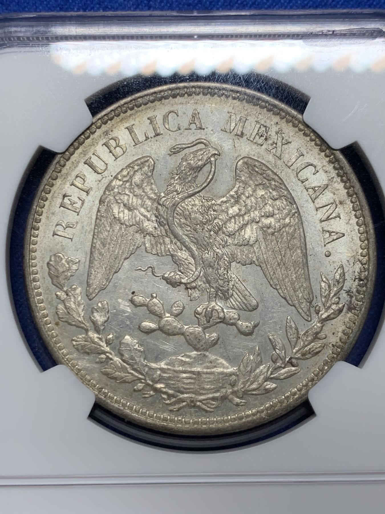 《竞宝斋》圣诞专辑  第二场  第228场 定制纪念章相赠 (全场顺丰包邮) NGC MS62 墨西哥1909年直边鹰洋 原光五彩 非常漂亮