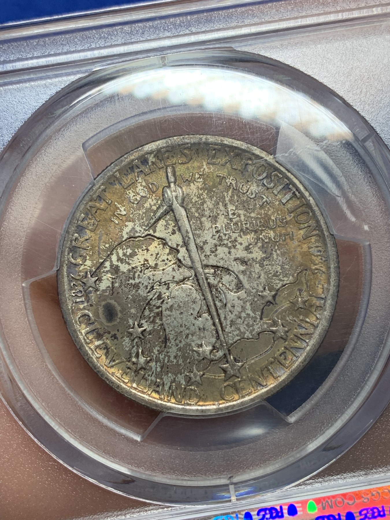 《竞宝斋》圣诞专辑  第二场  第228场 定制纪念章相赠 (全场顺丰包邮) PCGS-MS65 美国 1936年 克利夫兰半美元纪念币 背面金色包浆 高分