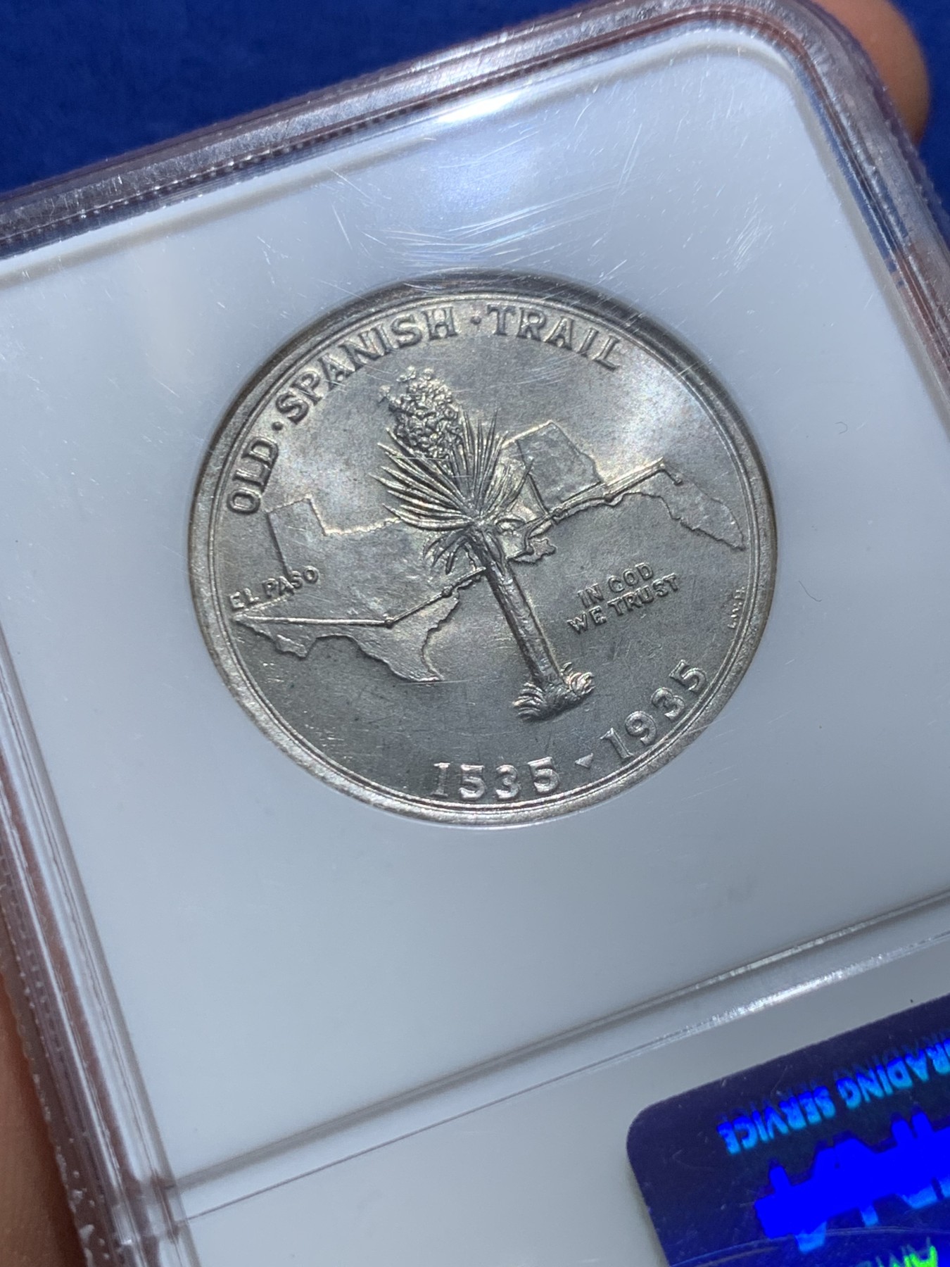 《竞宝斋》圣诞专辑  第二场  第228场 定制纪念章相赠 (全场顺丰包邮) NGC-MS66 美国 1935年 西班牙小道 半美元纪念币 半美元纪念币中的难点 老盒高分 收藏一步到位