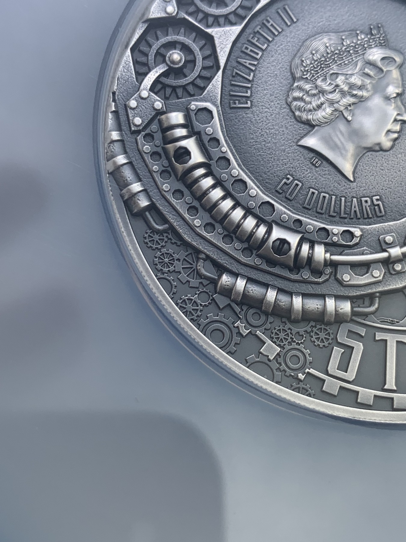 《竞宝斋》圣诞专辑  第二场  第228场 定制纪念章相赠 (全场顺丰包邮) NGC MS70 2021年库克蒸汽朋克系列-喷气背包浮雕镀金仿古纪念银币 盒装  50mm 3盎司 999银 发行量888枚