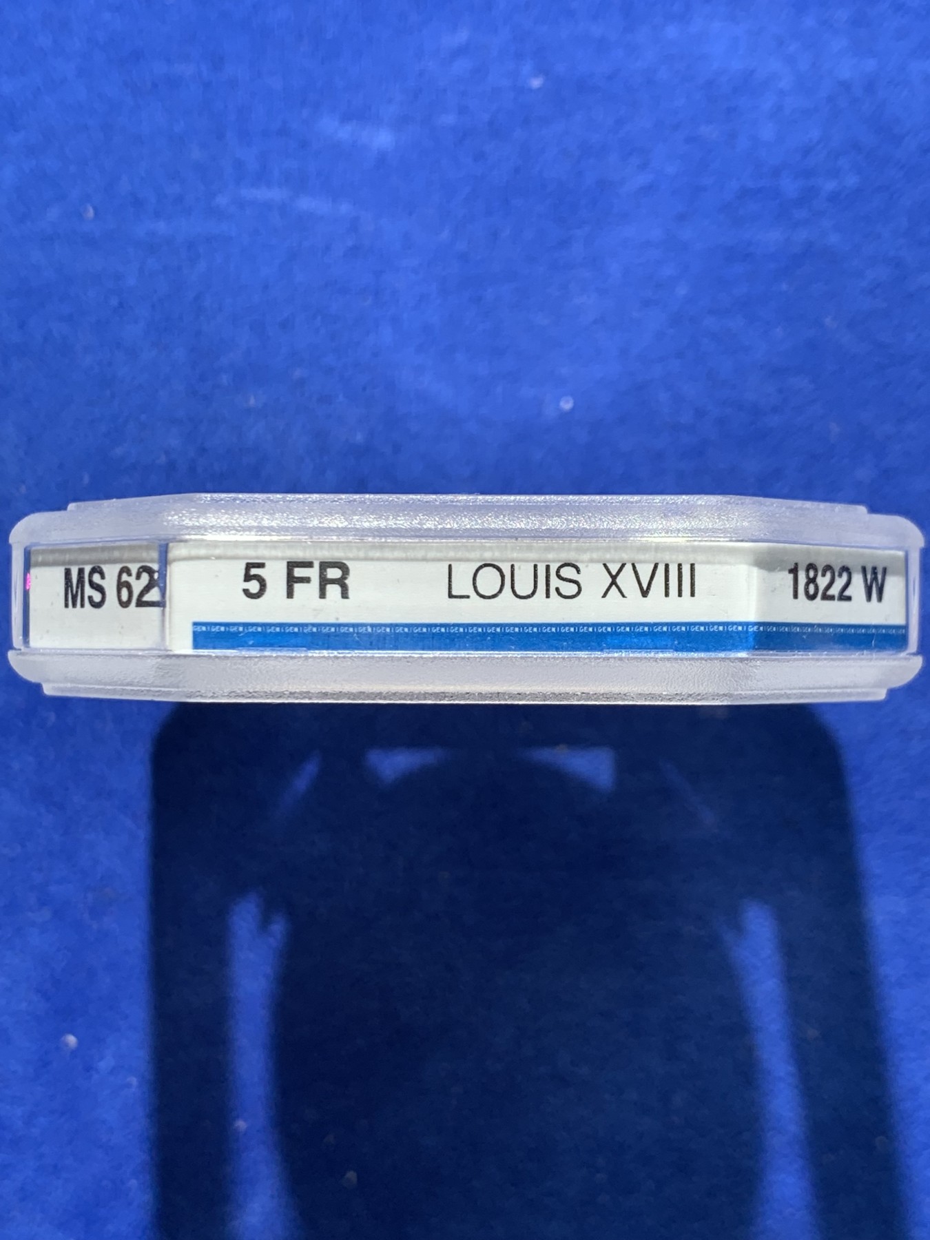 《竞宝斋》圣诞专辑  第二场  第228场 定制纪念章相赠 (全场顺丰包邮) GENI MS62 法国1822年路易十八5法郎银币 顶级原光 geni法国本土评级口碑非常好 特色八角盒设计，送N/P大概率也62，今年6月份ha拍卖行ngcMS62含佣480刀约3500rmb
