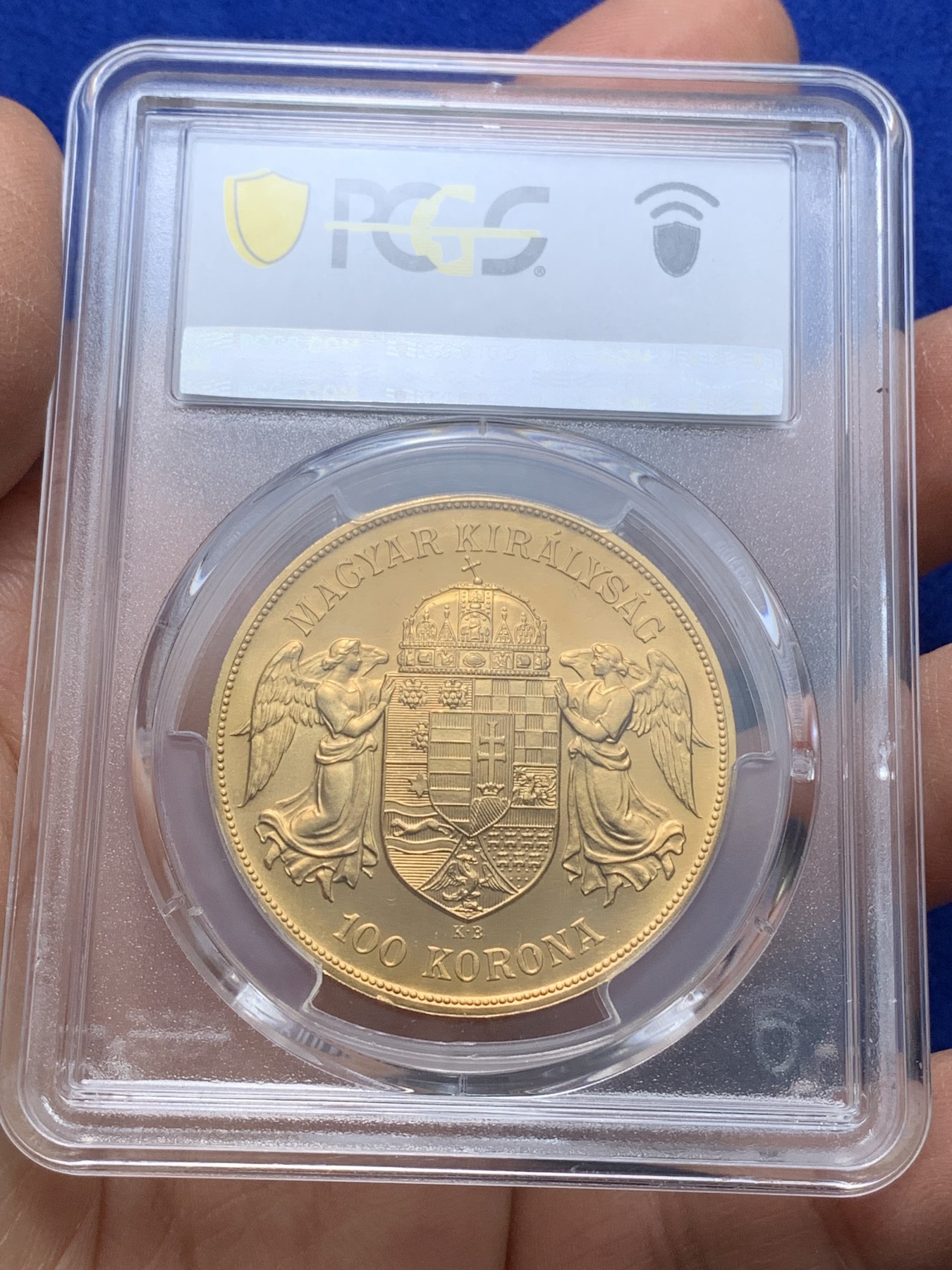 《竞宝斋》圣诞专辑  第二场  第228场 定制纪念章相赠 (全场顺丰包邮) PCGS-MS67 奥匈帝国匈牙利（1908）100克朗金币 后铸 33.88克，成色90%，品相极美