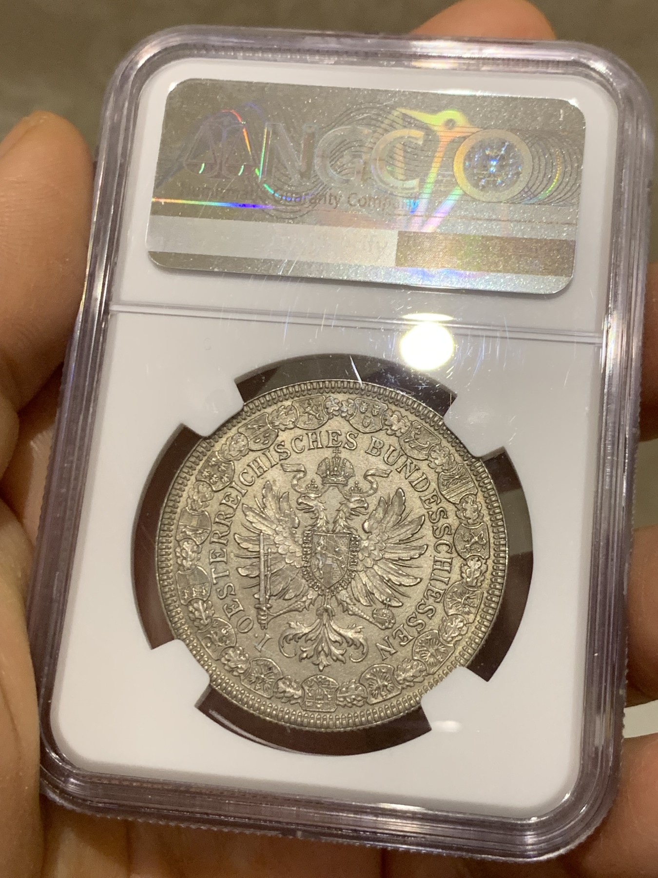 《竞宝斋》圣诞专辑  第二场  第228场 定制纪念章相赠 (全场顺丰包邮) NGC-MS65 奥地利 1880 射击节泰勒/2弗洛林 浮雕生动 构图精妙 安东 沙夫 经典设计 NGC亚军分 首拍品种