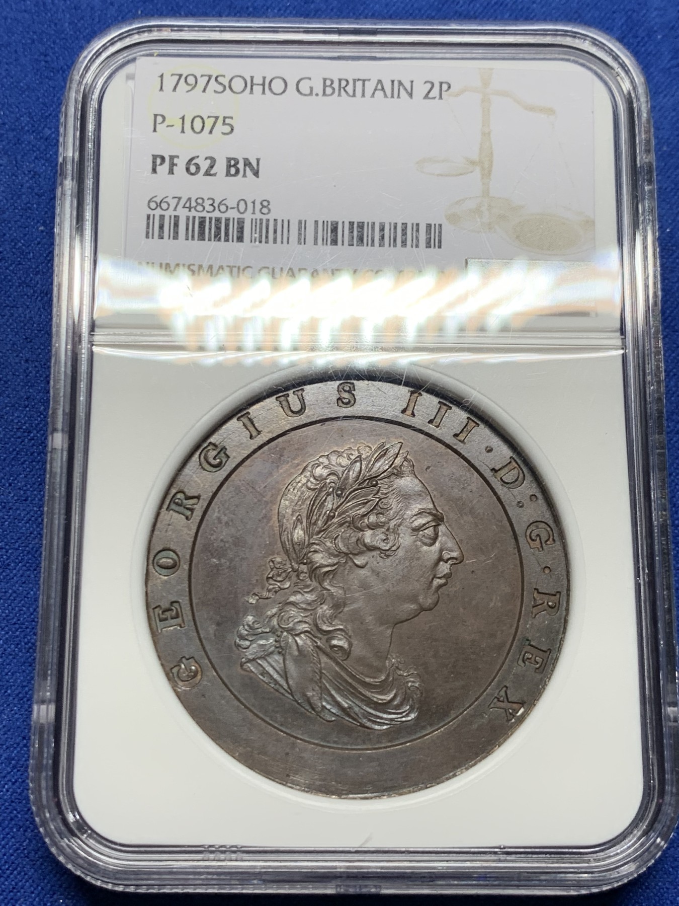 《竞宝斋》圣诞专辑  第二场  第228场 定制纪念章相赠 (全场顺丰包邮) NGC PF62 英国1797乔治三世精制车轮2便士，世界上最早的机制币，SOHO名誉品