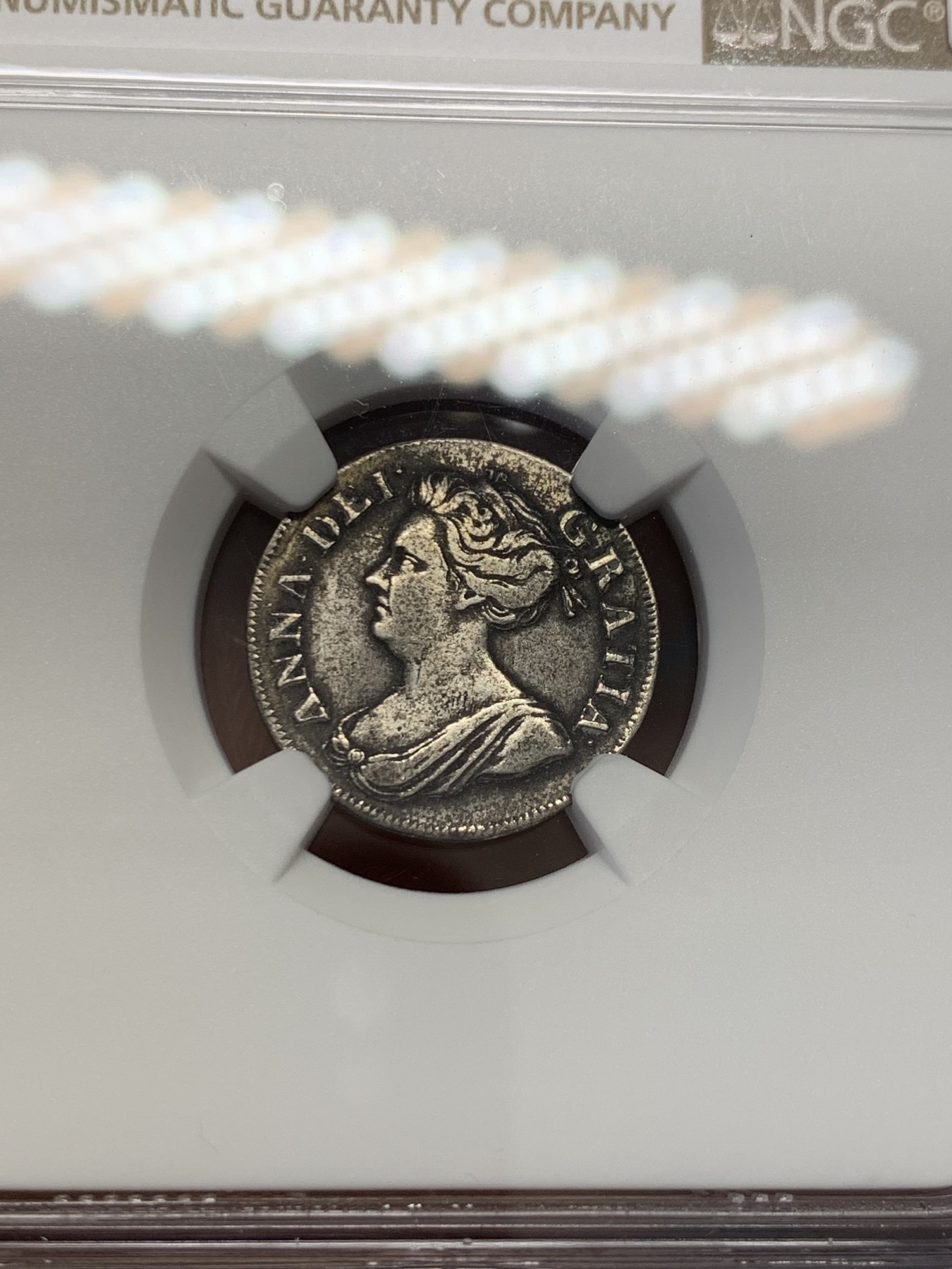 《竞宝斋》圣诞专辑  第二场  第228场 定制纪念章相赠 (全场顺丰包邮) 4枚一组 NGC 英国1709安妮女王濯足币，1P+2P+3P+4P面值，R级珍惜度