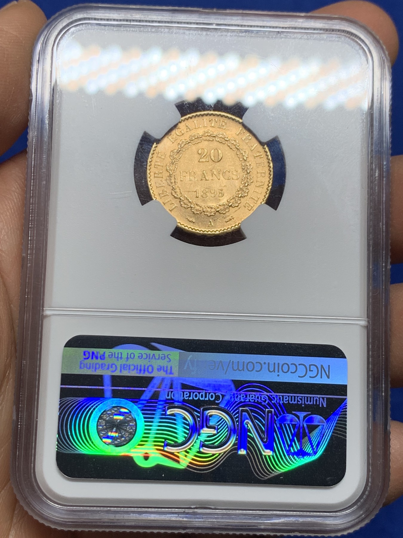 《竞宝斋》圣诞专辑  第二场  第228场 定制纪念章相赠 (全场顺丰包邮) NGC-MS62 法国 1895年 天使20法郎金币 转光好品 热门品种 漂亮